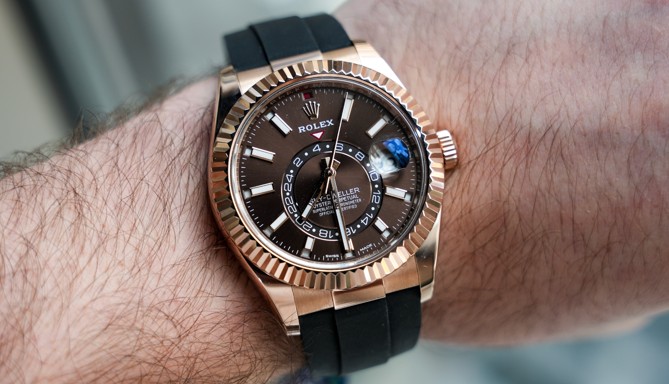 Rolex Sky-Dweller – Everose Gold Chocolate Dial on Oysterflex Ref. 336235-Rolex-JD Watches NY