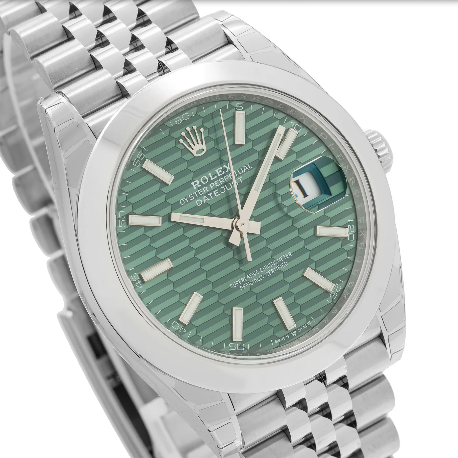 Rolex Datejust 41 – Oystersteel with Mint Green Fluted Motif Dial and Jubilee Bracelet Ref. 126300