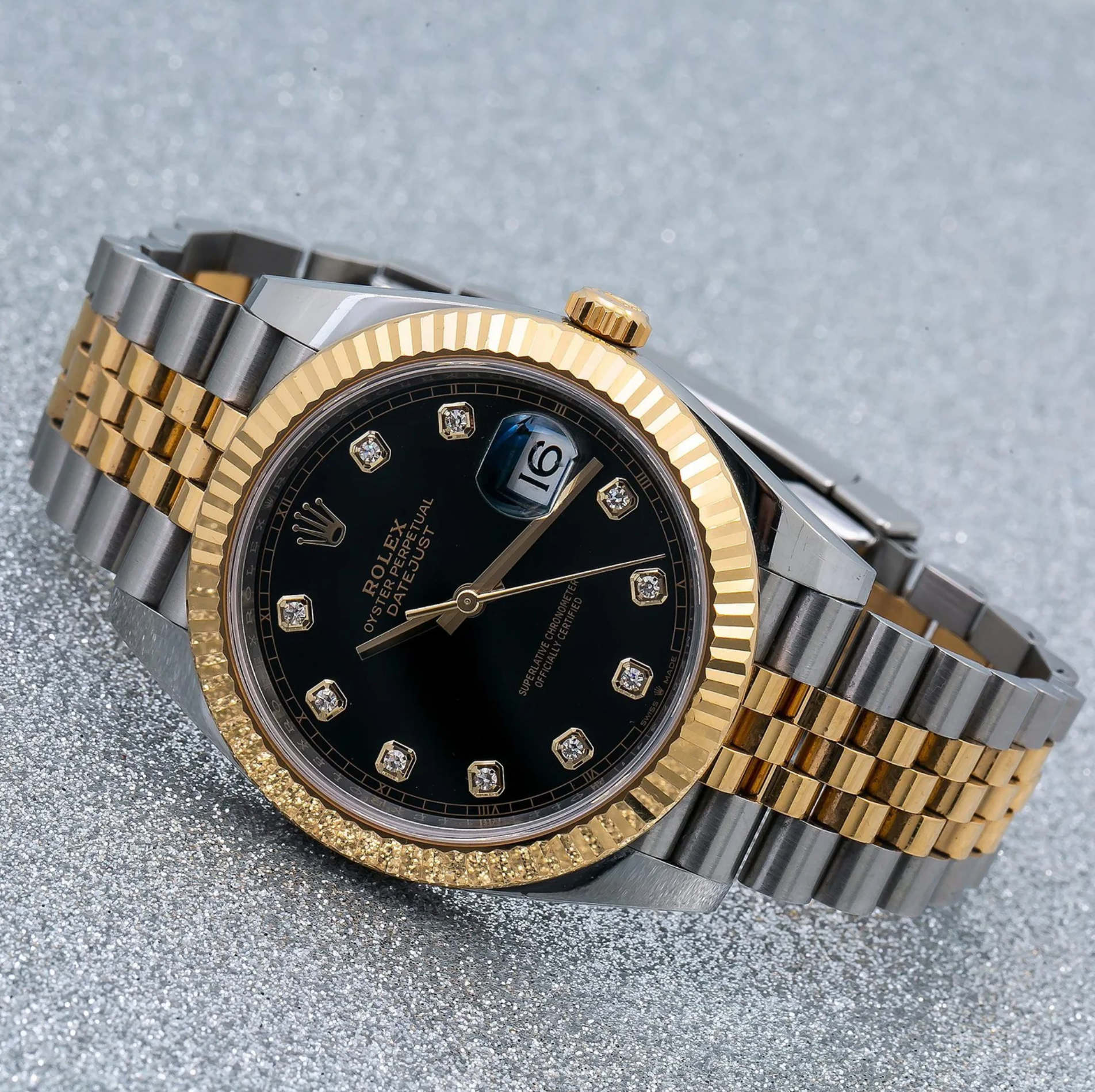 Rolex Datejust 41 – Two-Tone Yellow Rolesor with Black Diamond Dial and Jubilee Bracelet Ref. 126333