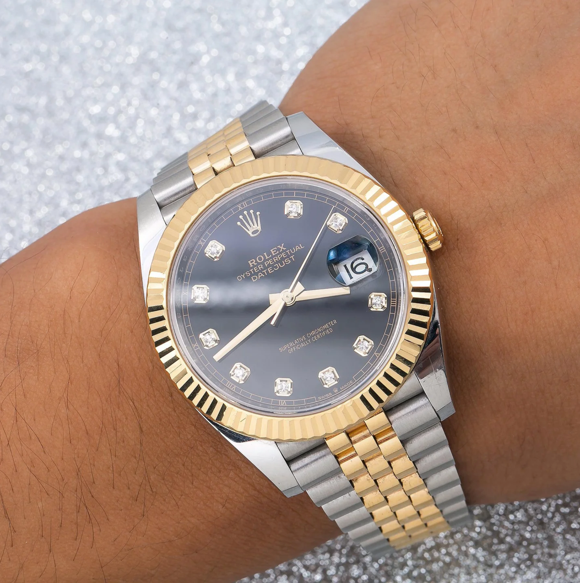 Rolex Datejust 41 – Two-Tone Yellow Rolesor with Black Diamond Dial and Jubilee Bracelet Ref. 126333