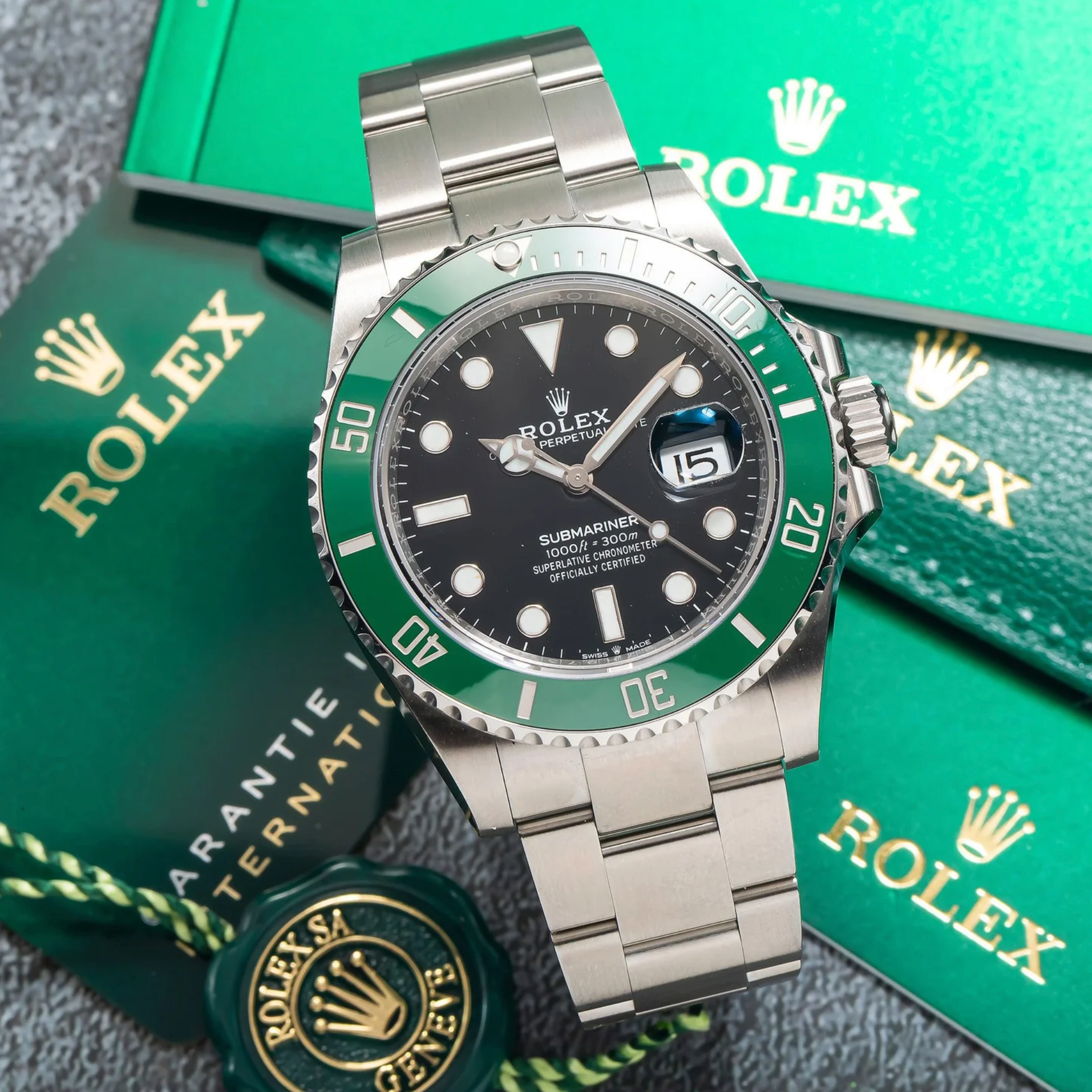 Rolex Submariner Date – 41mm Stainless Steel with Green Ceramic Bezel and Black Dial Ref. 126610LV “Starbucks”