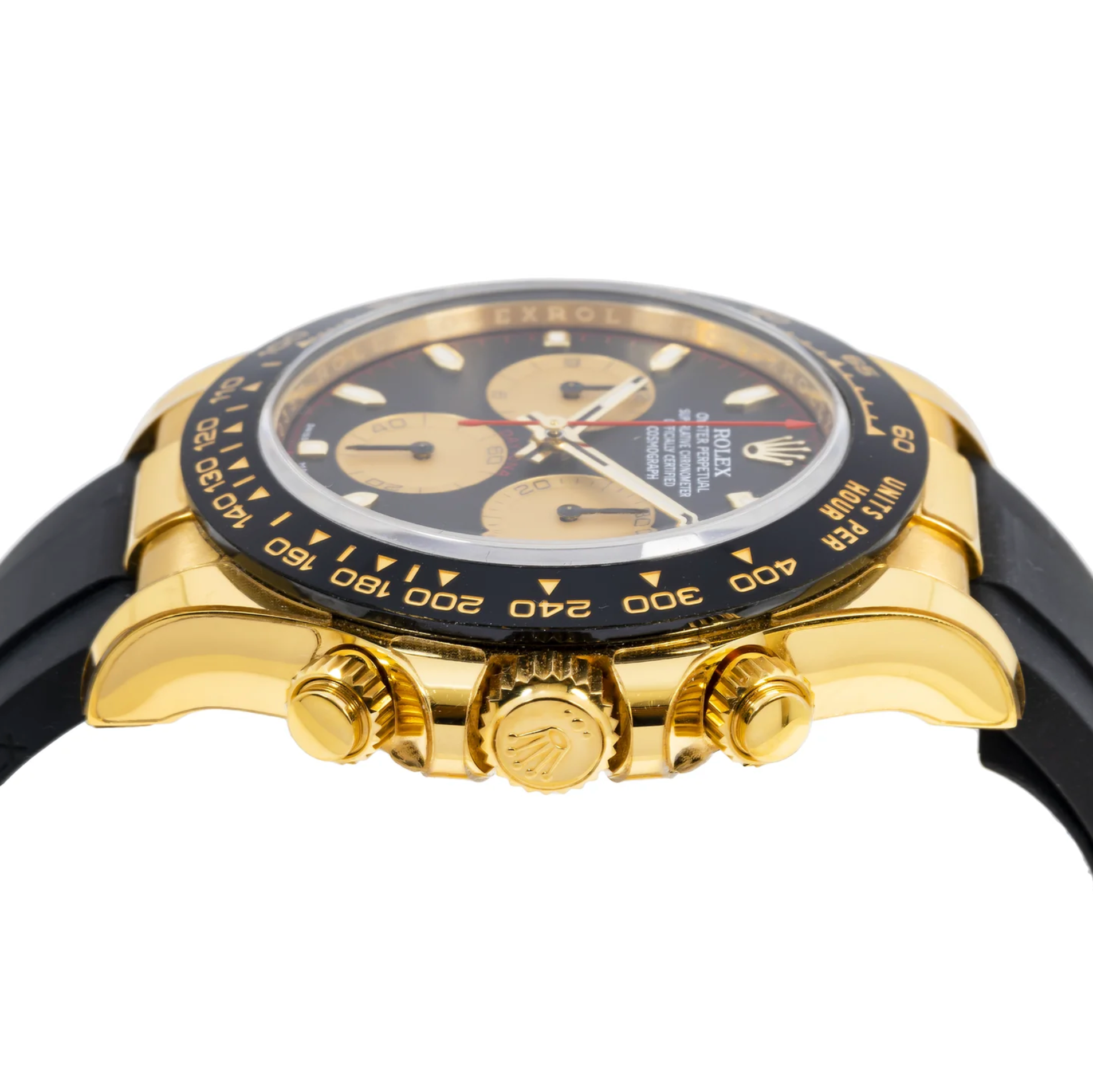 Rolex Cosmograph Daytona – 18k Yellow Gold with Black Dial and Oysterflex Bracelet Ref. 116518LN