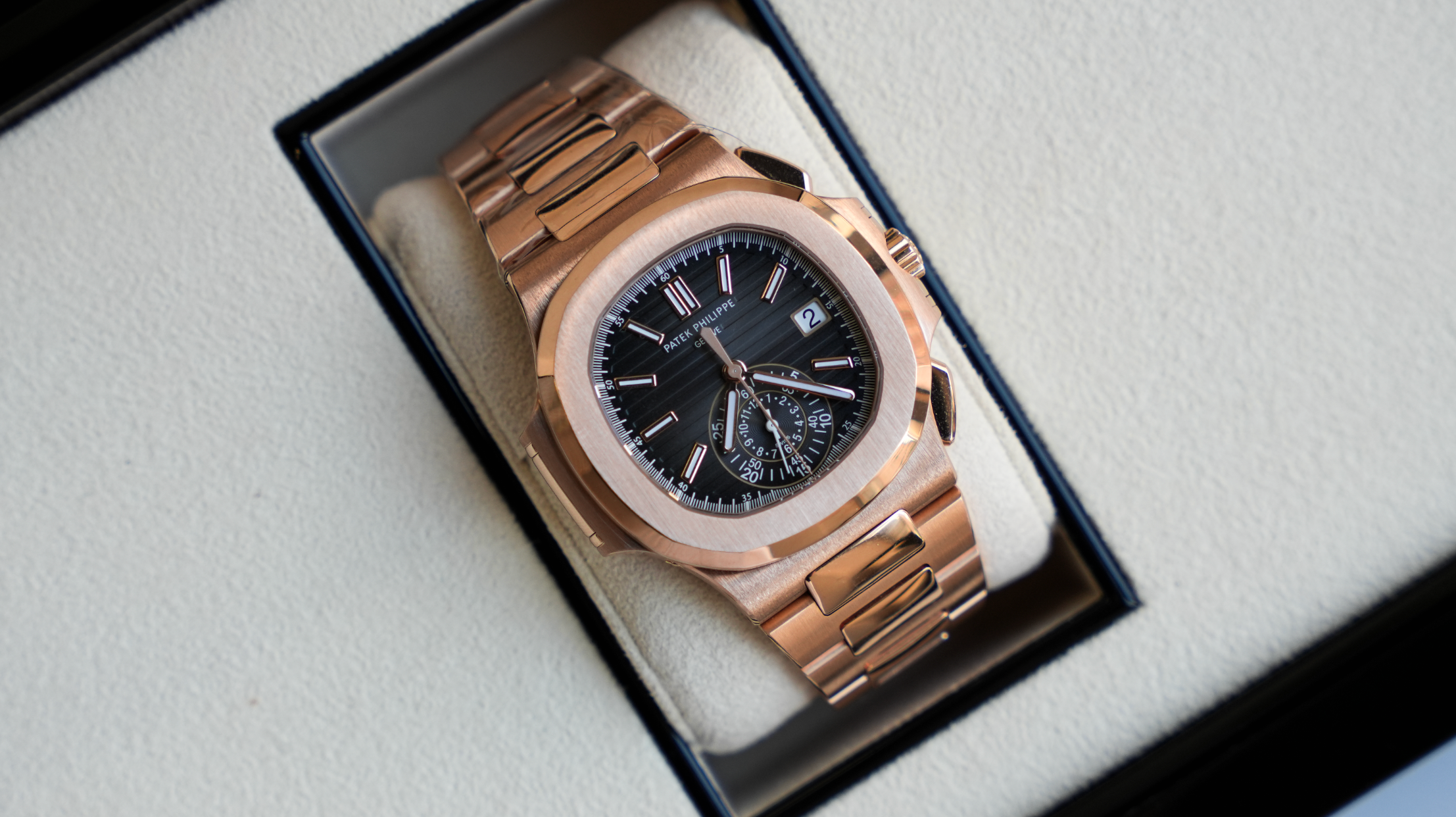Patek Philippe Nautilus Chronograph 5980/1R-001 – 40.5mm Rose Gold with Black Dial