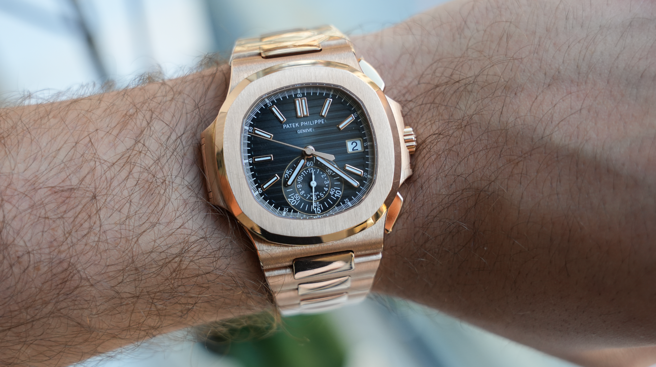 Patek Philippe Nautilus Chronograph 5980/1R-001 – 40.5mm Rose Gold with Black Dial