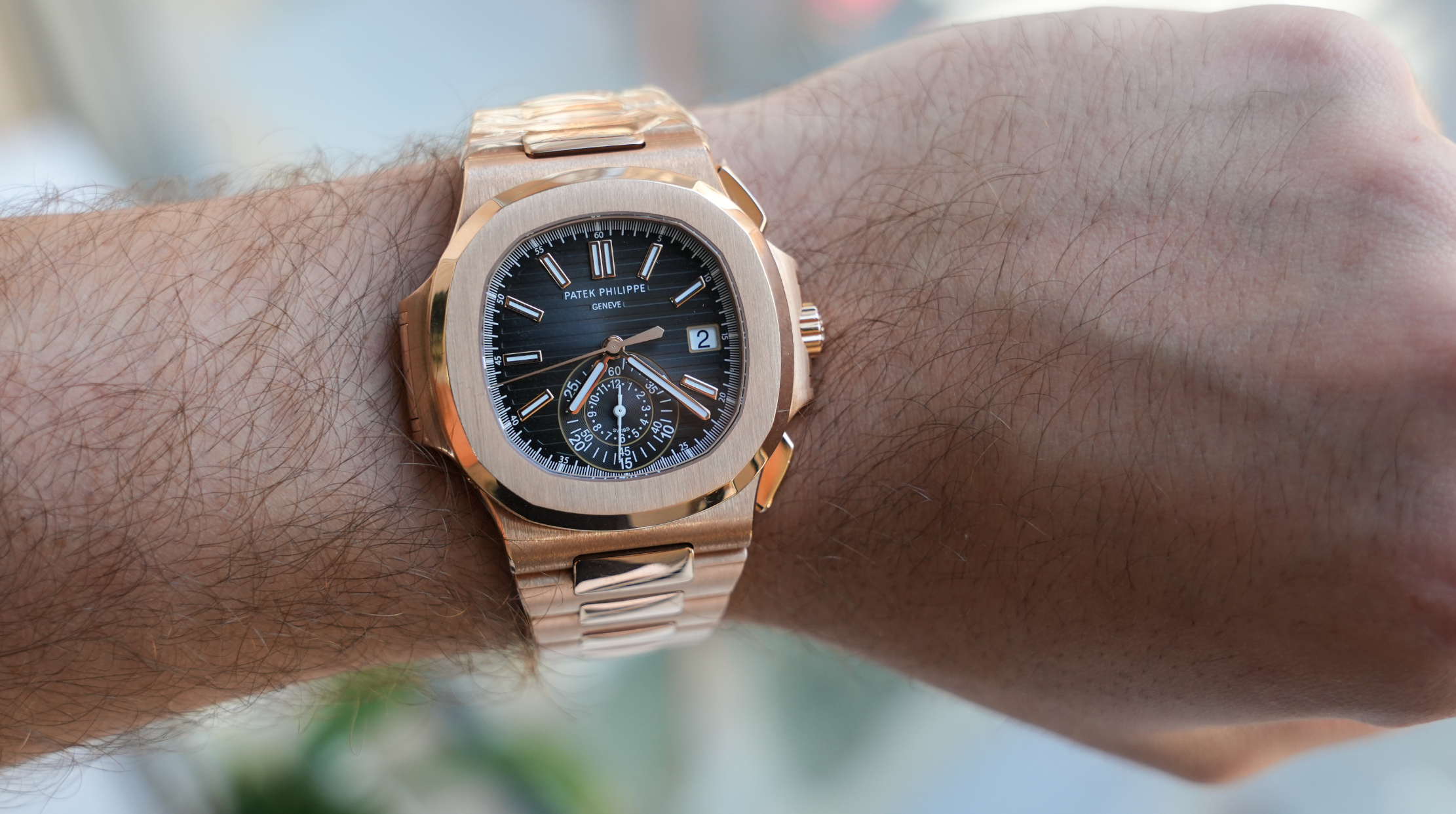 Patek Philippe Nautilus Chronograph 5980/1R-001 – 40.5mm Rose Gold with Black Dial