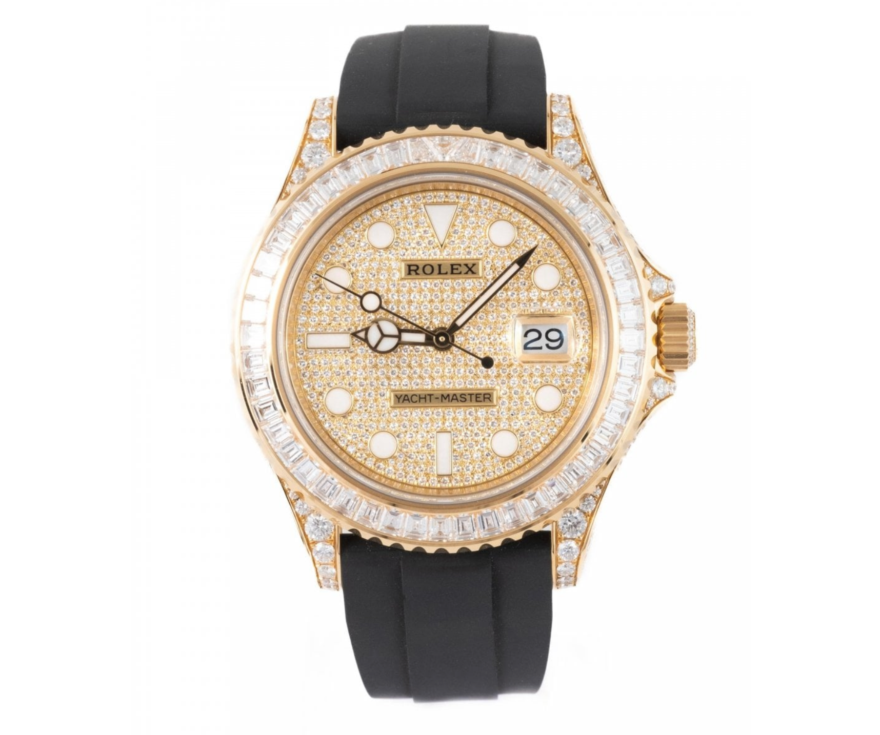 Rolex Yacht-Master 42 – Yellow Gold with Baguette Diamond Bezel & Pave Diamond Dial | Ref. 226668TBR