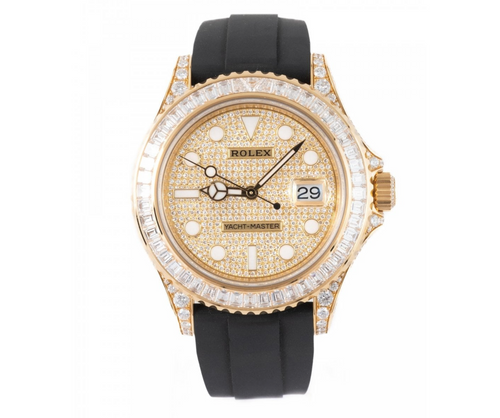Rolex Yacht-Master 42 – Yellow Gold with Baguette Diamond Bezel & Pave Diamond Dial | Ref. 226668TBR