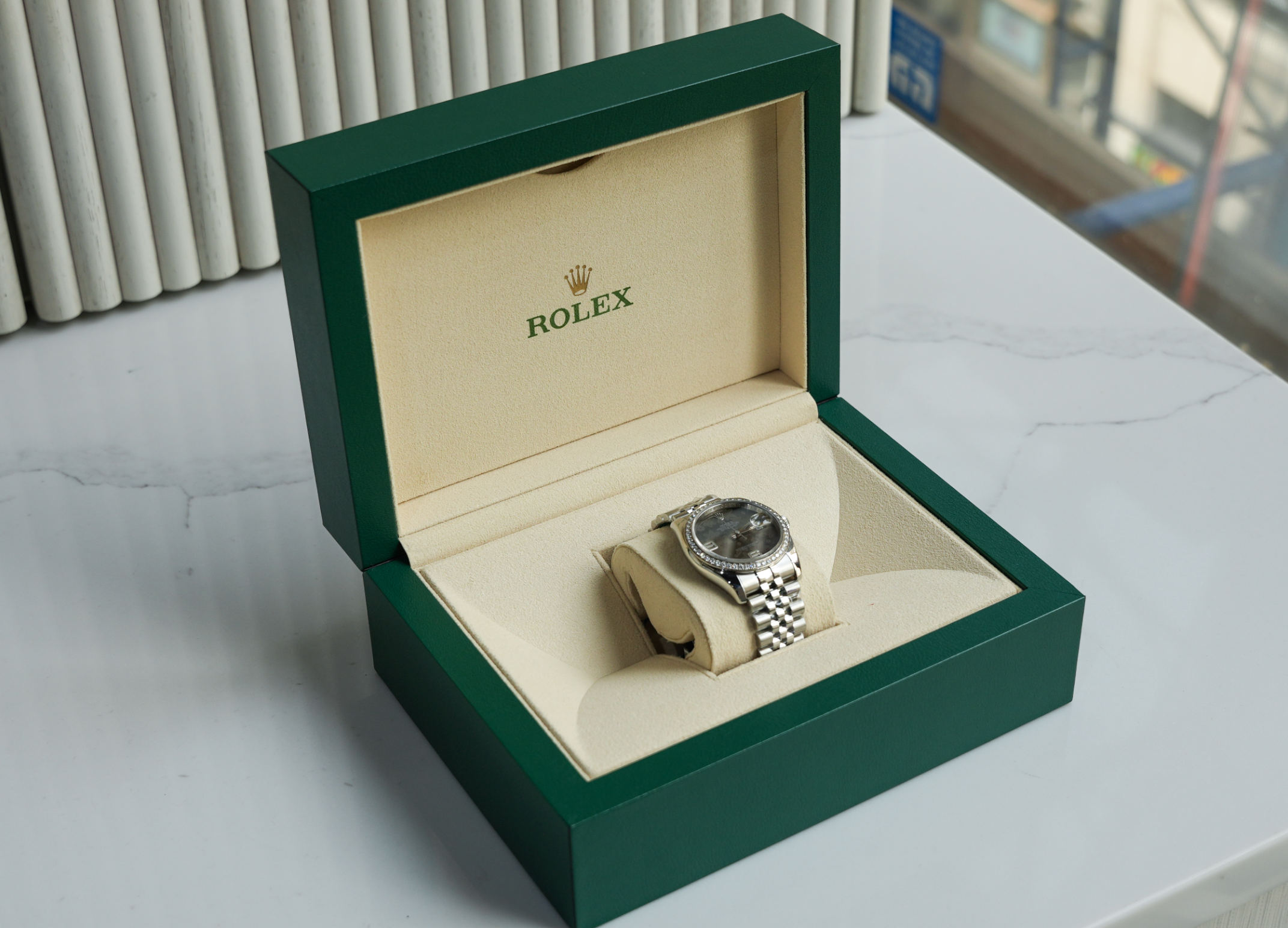 Rolex Datejust 36mm – Bronze Floral Motif Dial with Diamond Bezel | Ref. 116244