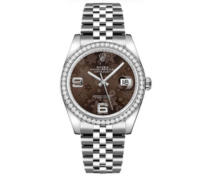 Rolex Datejust 36mm – Bronze Floral Motif Dial with Diamond Bezel | Ref. 116244