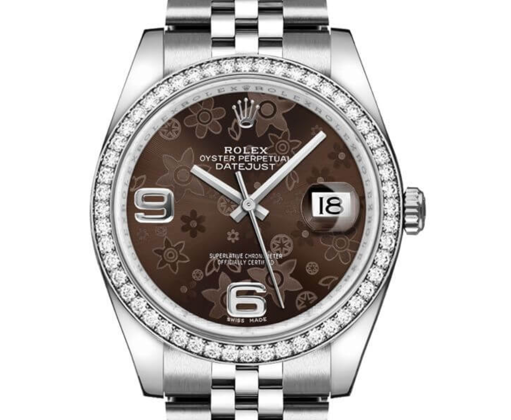 Rolex Datejust 36mm – Bronze Floral Motif Dial with Diamond Bezel | Ref. 116244