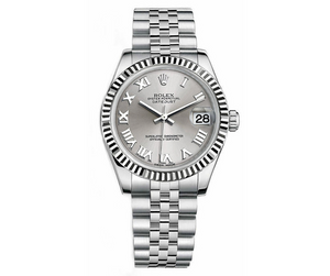 Rolex Datejust 31mm – Stainless Steel with Silver Roman Dial & White Gold Fluted Bezel | Ref. 178274