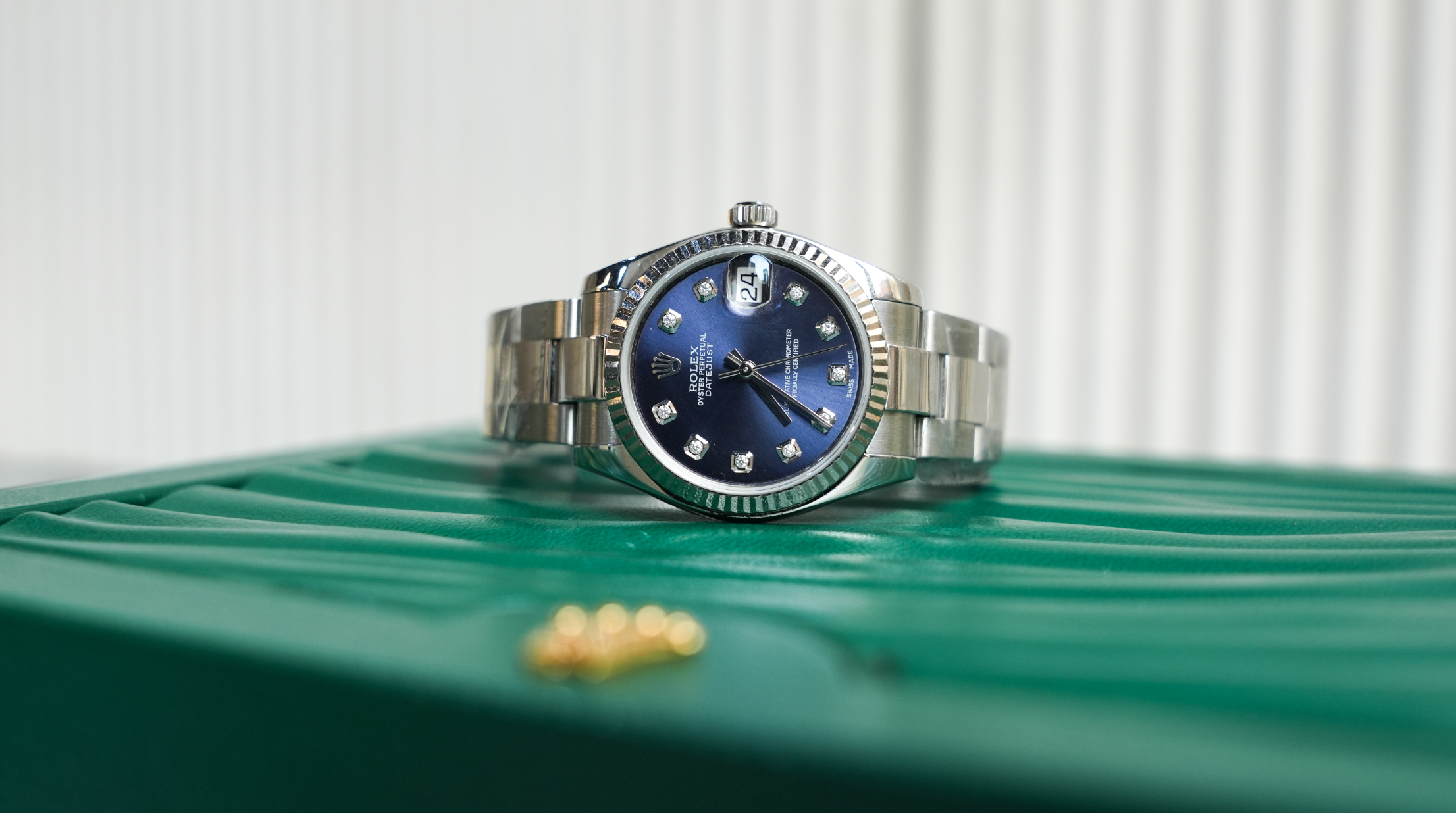 Rolex Datejust 31 – Blue Diamond Dial with White Gold Fluted Bezel | Ref. 178274