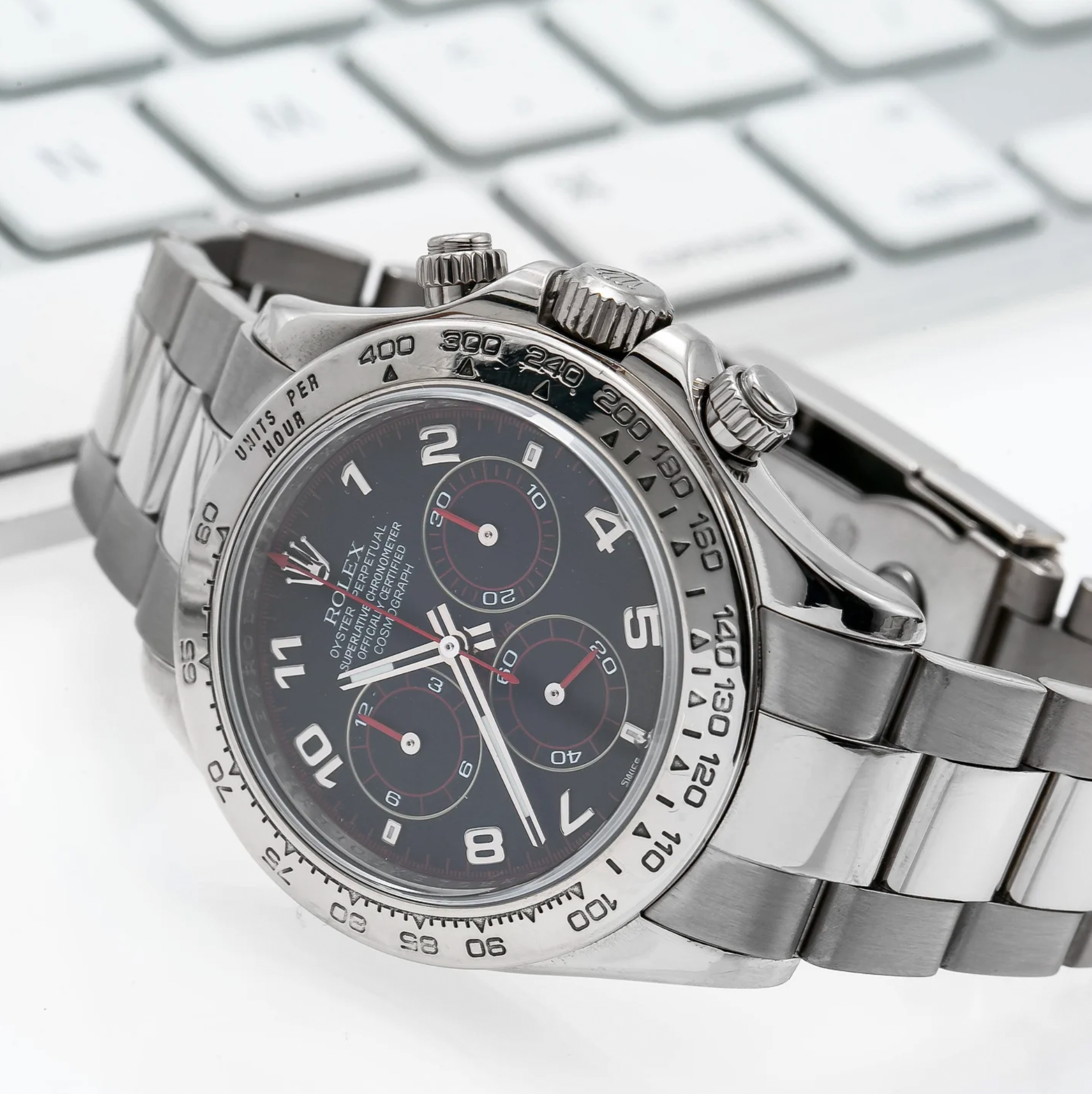 Rolex Cosmograph Daytona 40MM 116509 Black Arabic Dial 18K White Gold Bezel Stainless Steel Oyster Bracelet