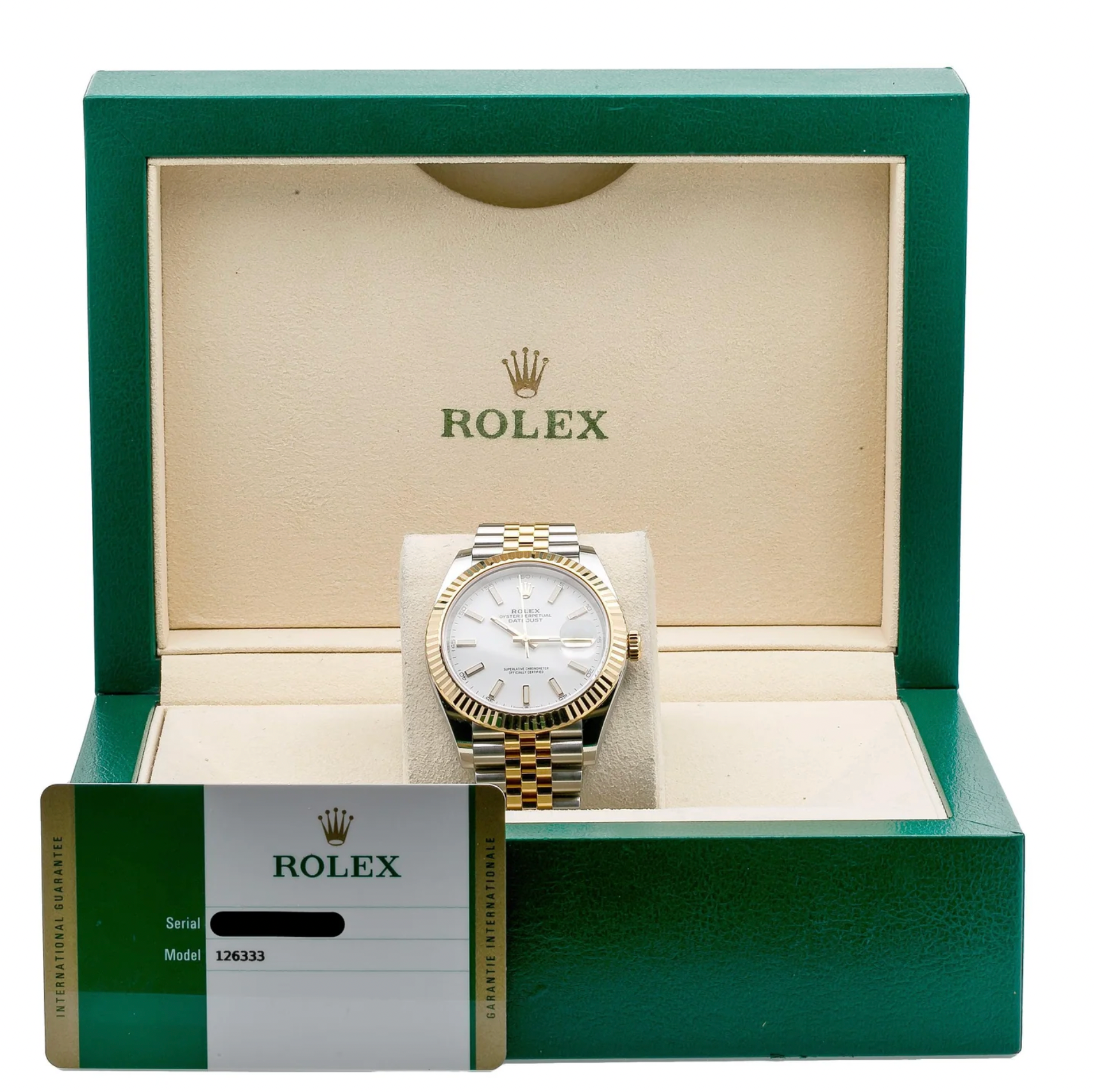 Rolex Datejust 41mm White Dial 18K Yellow Gold Fluted Bezel – Ref. 126333