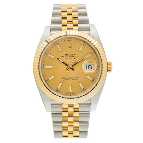 Rolex Datejust 41mm Champagne Dial 18K Yellow Gold Fluted Bezel – Ref. 126333