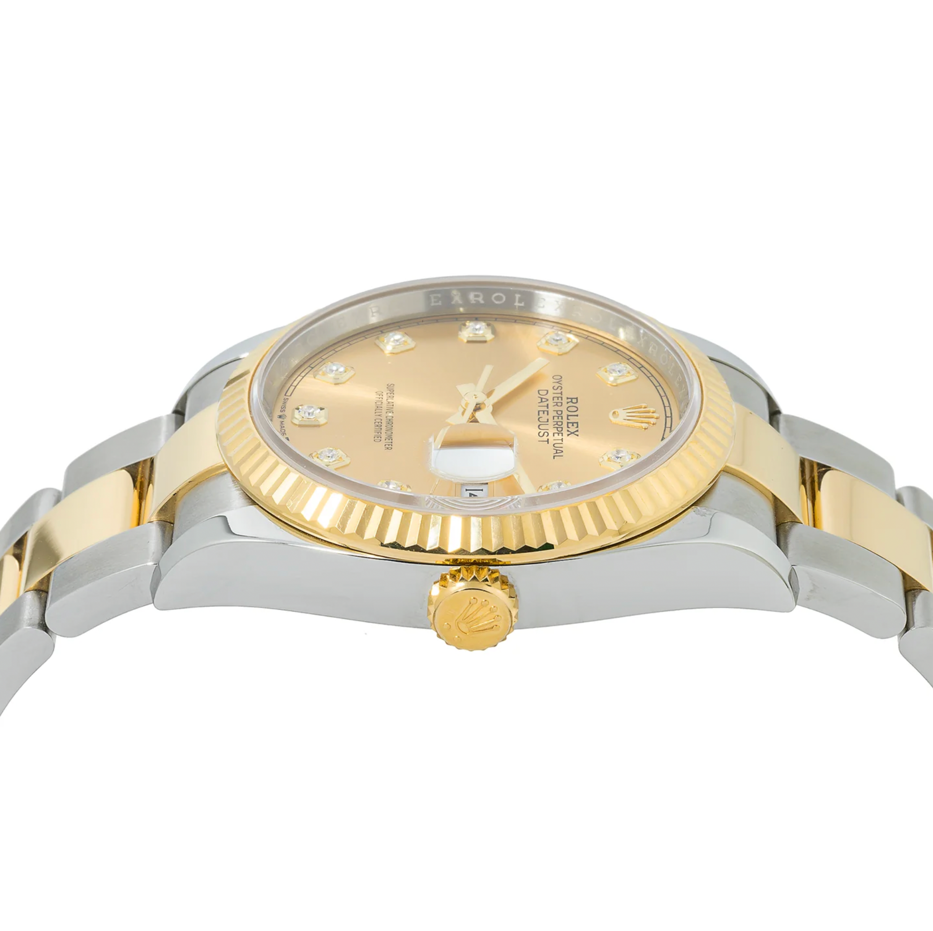 Rolex Datejust 41mm Champagne Diamond Dial 18K Yellow Gold Fluted Bezel – Ref. 126333