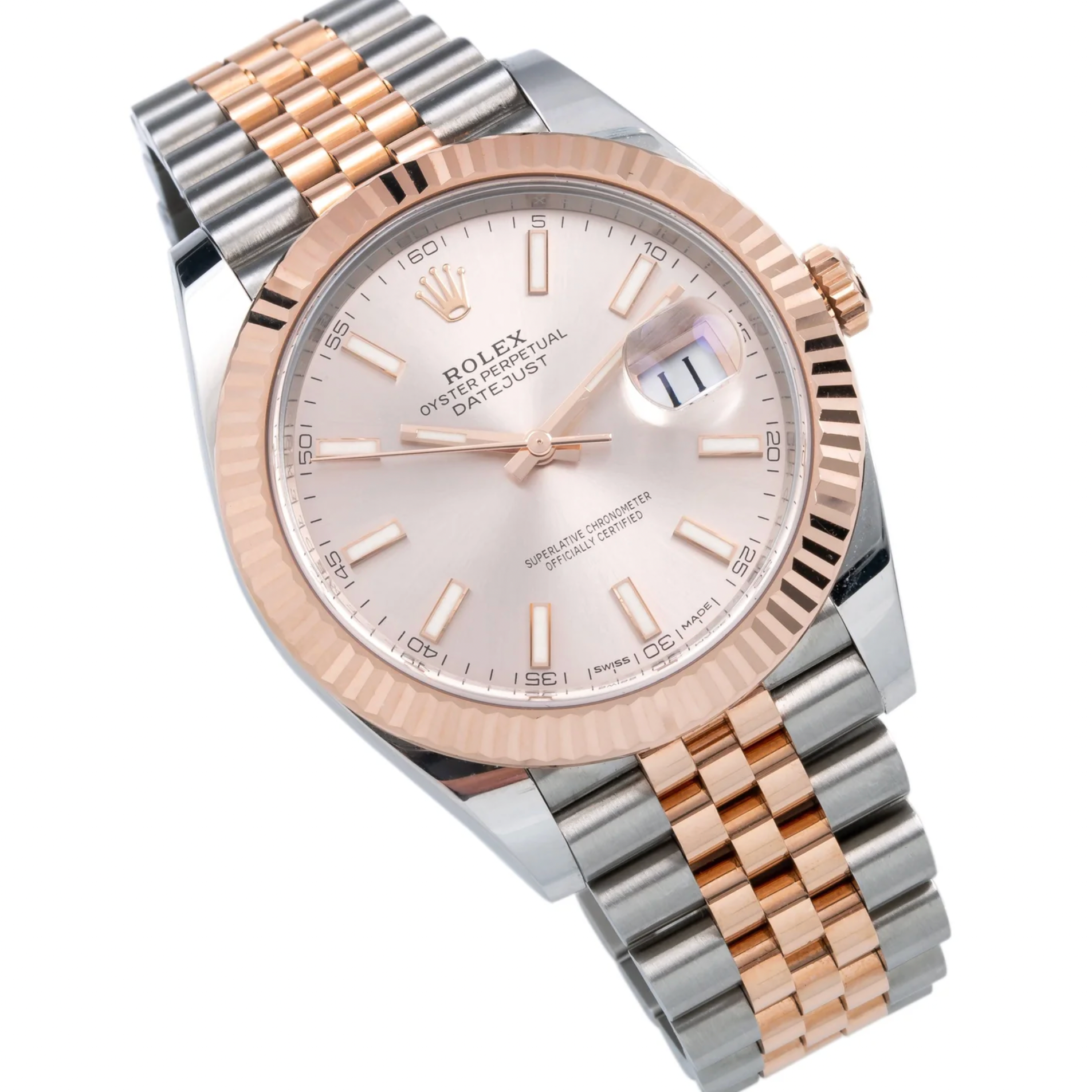 Rolex Datejust 41mm Sundust Dial 18K Everose Gold Fluted Bezel – Ref. 126331