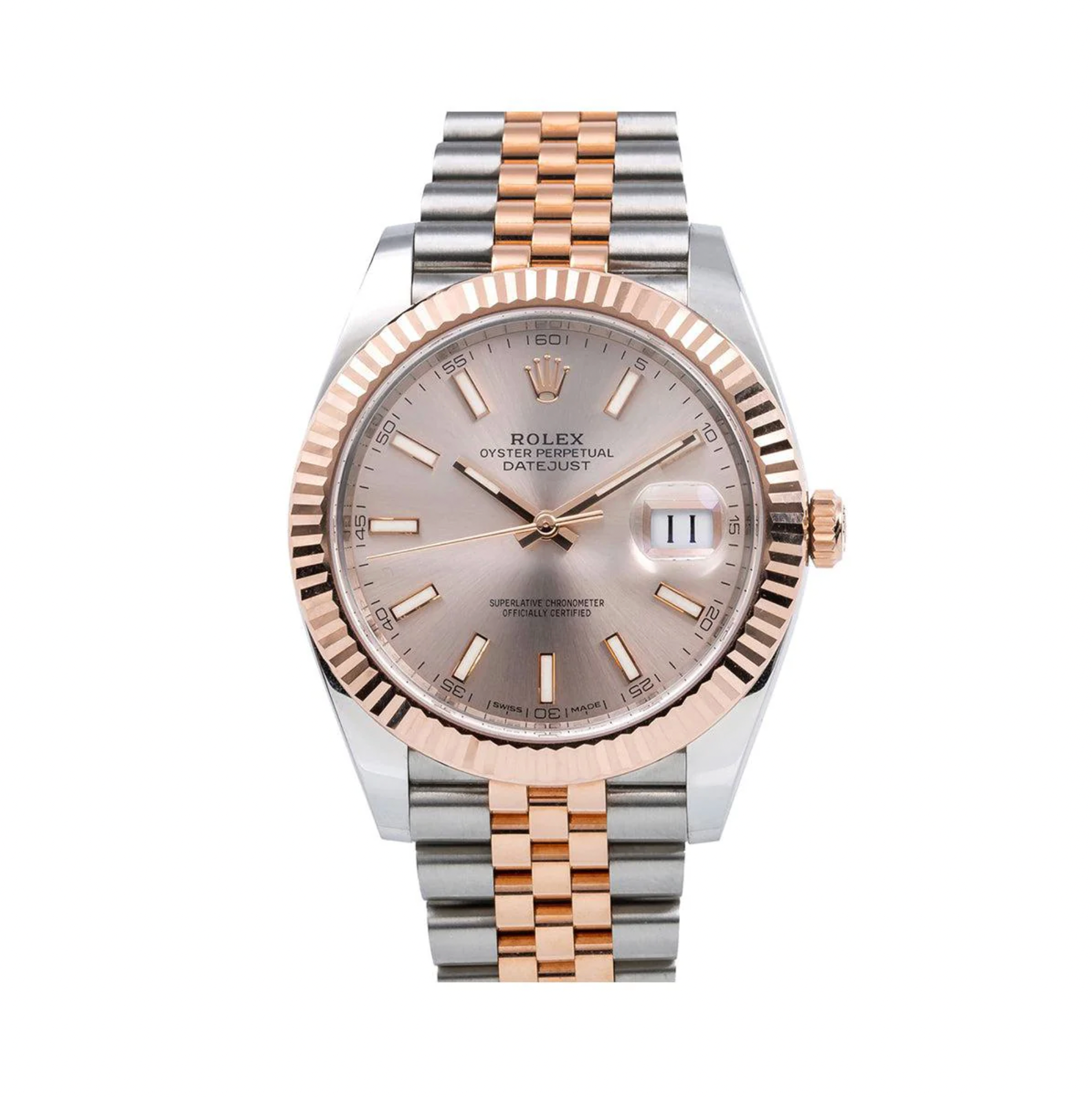 Rolex Datejust 41mm Sundust Dial 18K Everose Gold Fluted Bezel – Ref. 126331