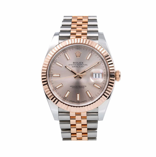 Rolex Datejust 41mm Sundust Dial 18K Everose Gold Fluted Bezel – Ref. 126331
