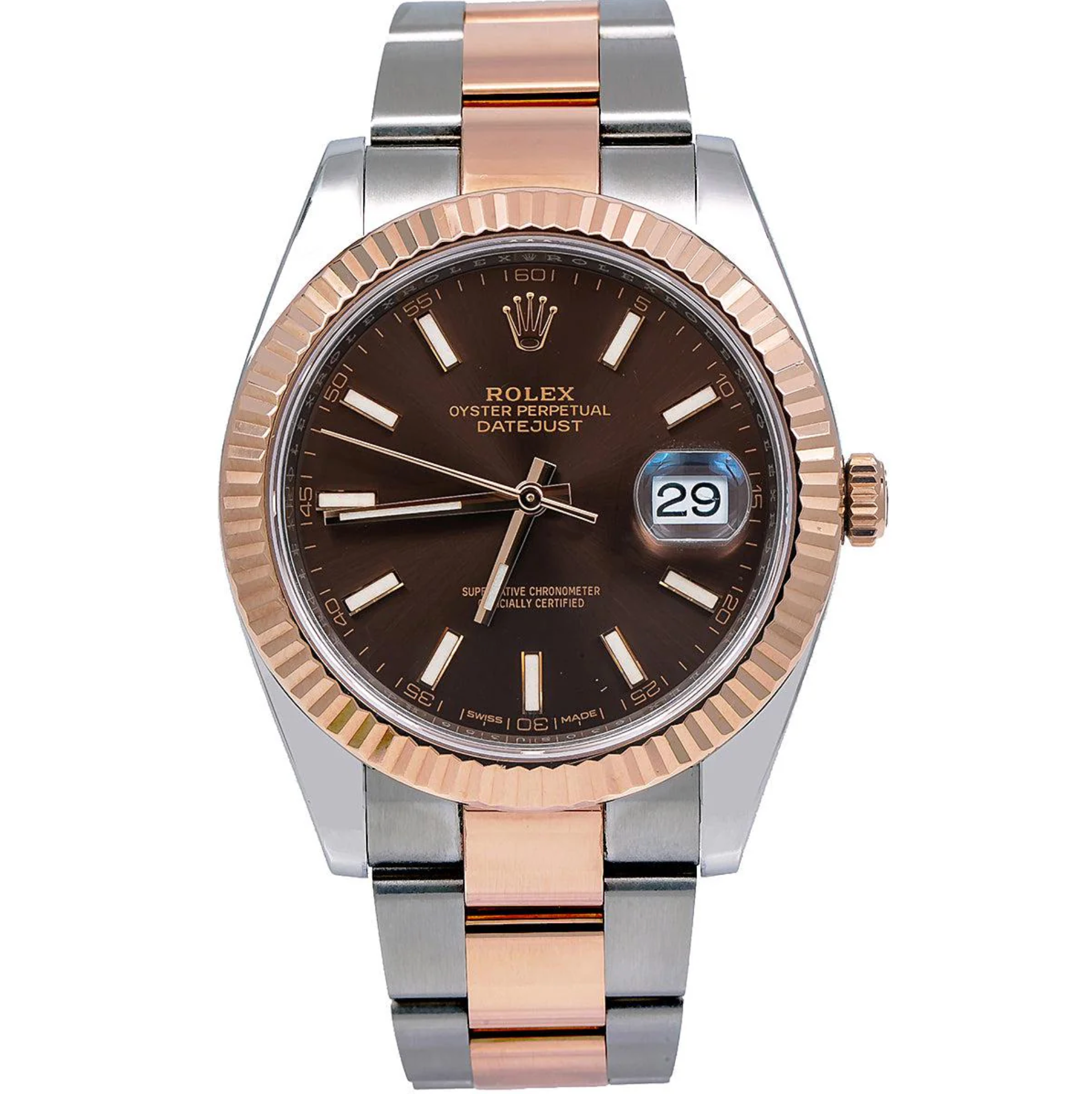Rolex Datejust 41mm Chocolate Dial 18K Everose Gold Fluted Bezel – Ref. 126331