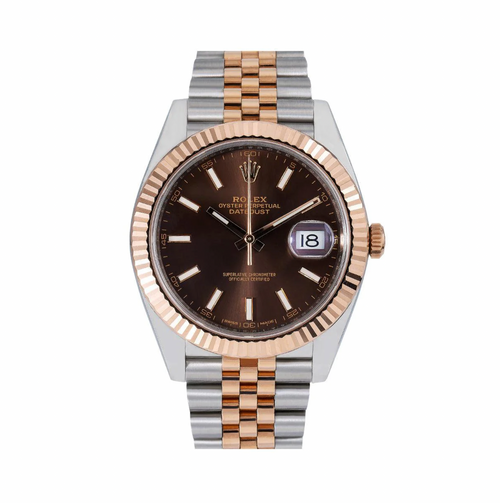 Rolex Datejust 41mm Chocolate Dial 18K Everose Gold Fluted Bezel – Ref. 126331