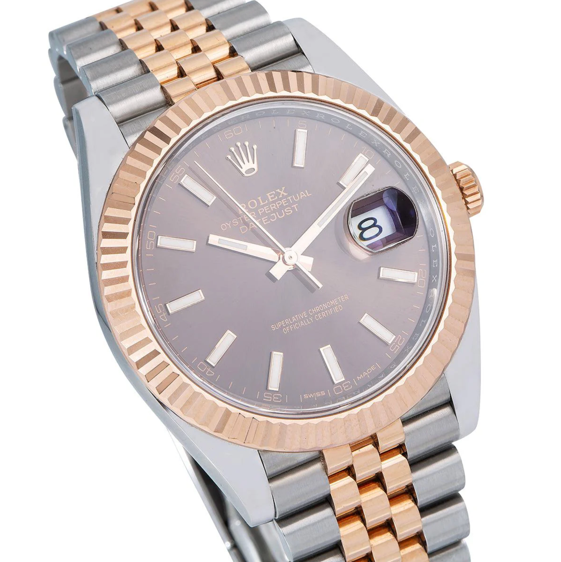 Rolex Datejust 41mm Chocolate Dial 18K Everose Gold Fluted Bezel – Ref. 126331