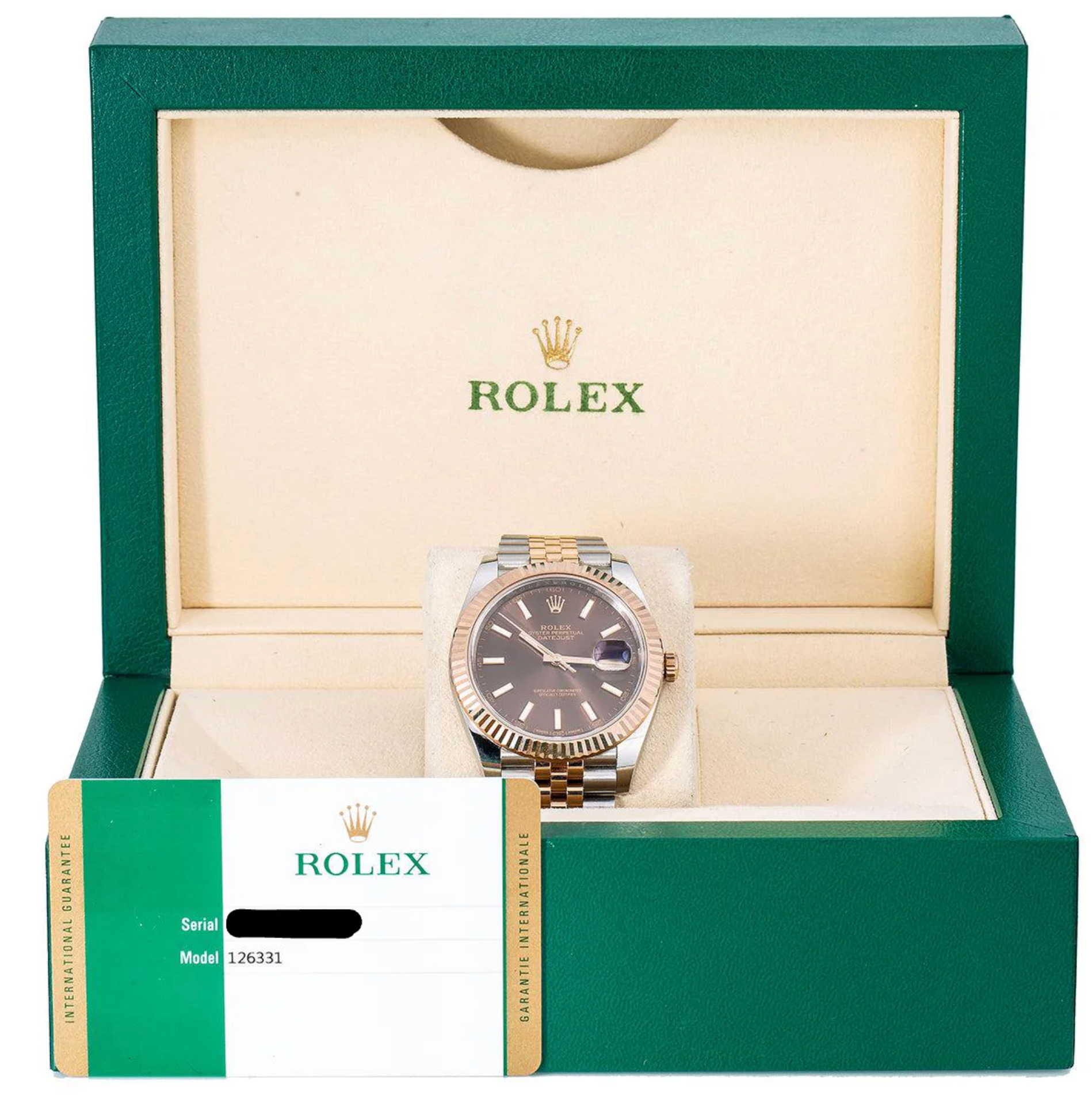 Rolex Datejust 41mm Chocolate Dial 18K Everose Gold Fluted Bezel – Ref. 126331