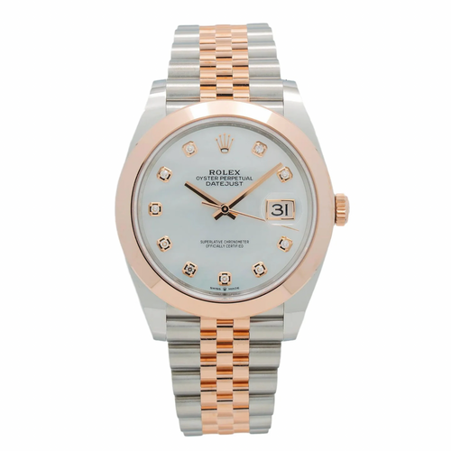 Rolex Datejust 41mm Mother-of-Pearl Diamond Dial 18K Everose Gold Smooth Bezel – Ref. 126301