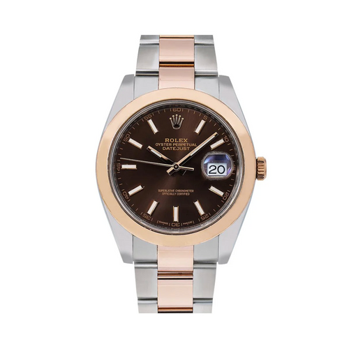 Rolex Datejust 41mm Chocolate Dial 18K Everose Gold Smooth Bezel – Ref. 126301