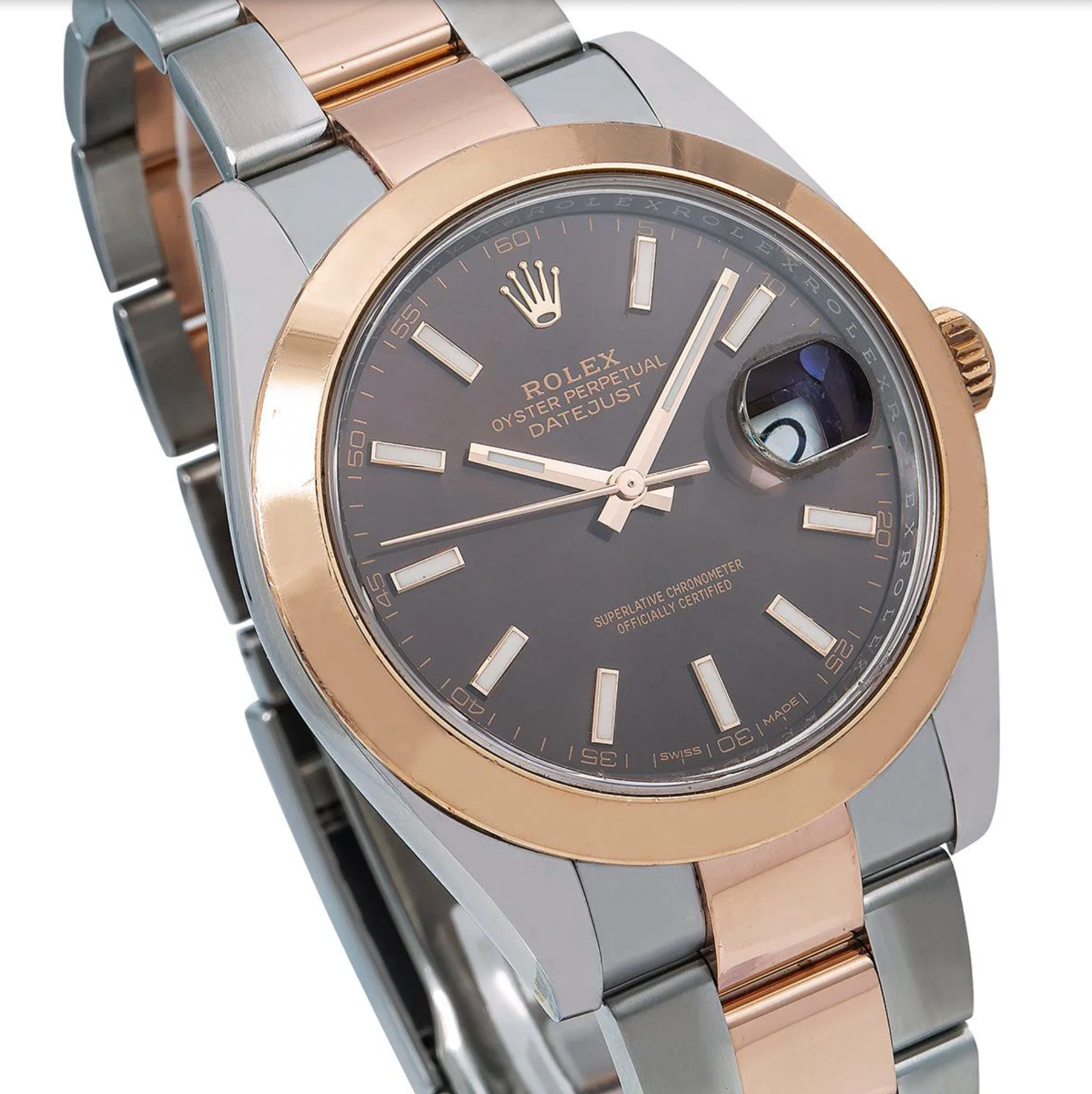 Rolex Datejust 41mm Chocolate Dial 18K Everose Gold Smooth Bezel – Ref. 126301