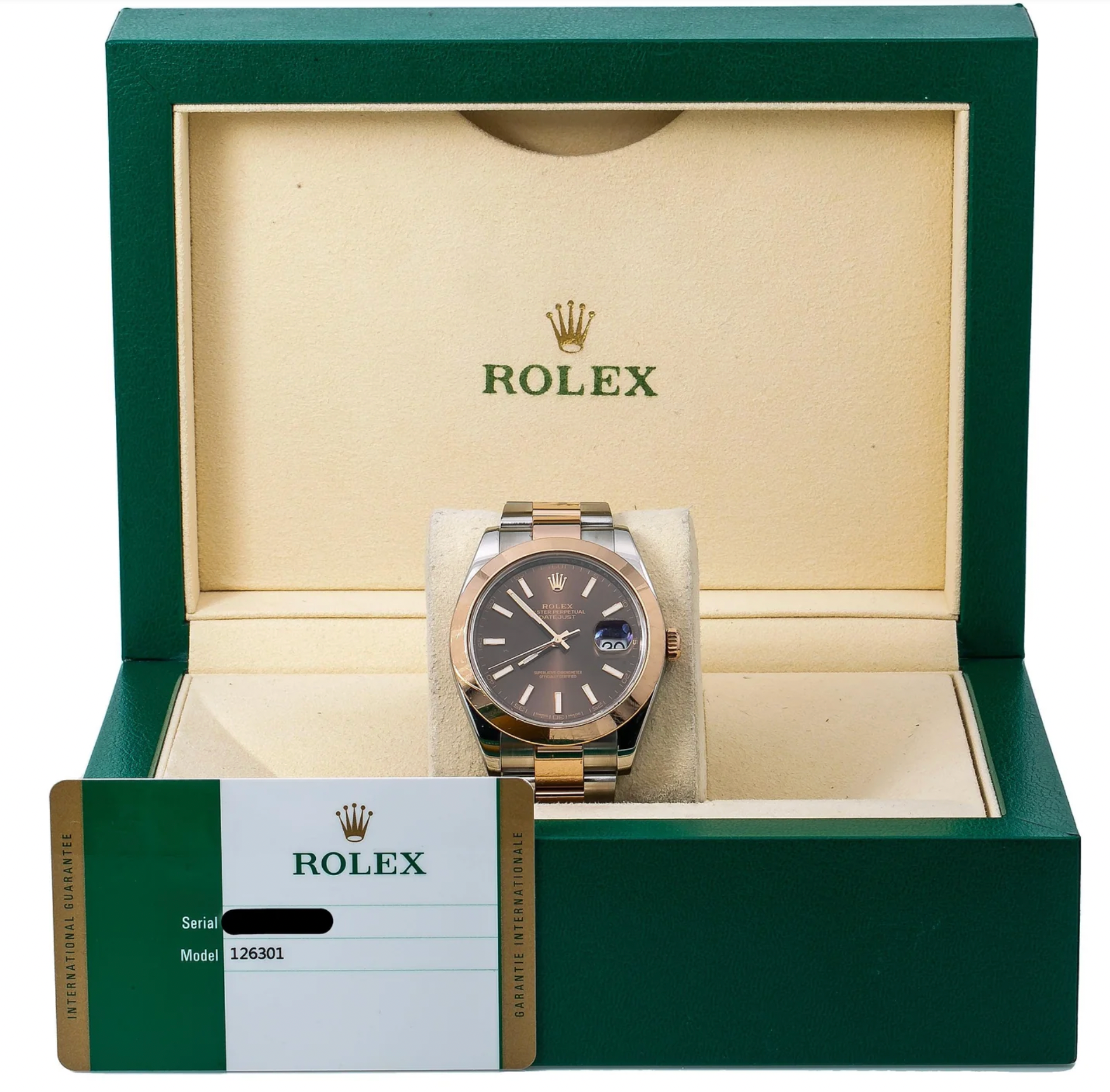 Rolex Datejust 41mm Chocolate Dial 18K Everose Gold Smooth Bezel – Ref. 126301