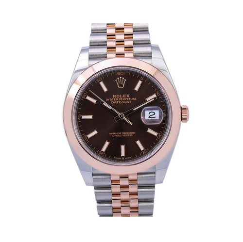 Rolex Datejust 41mm Chocolate Dial 18K Everose Gold Smooth Bezel – Ref. 126301