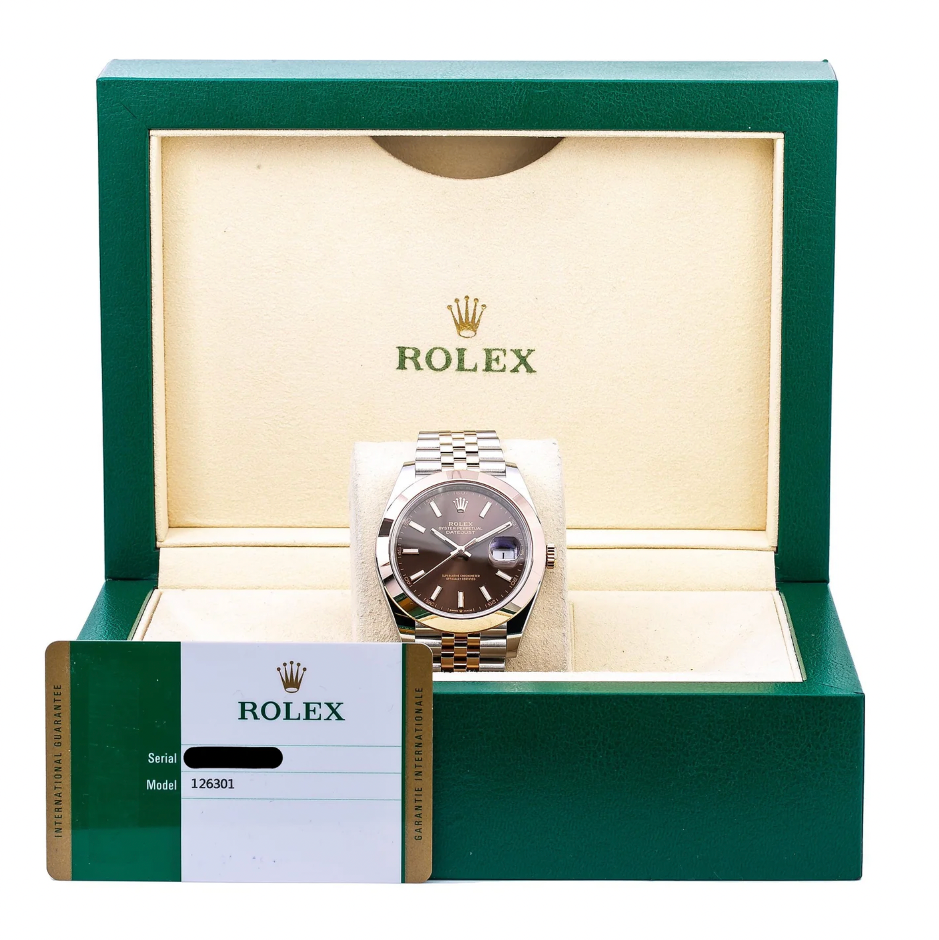 Rolex Datejust 41mm Chocolate Dial 18K Everose Gold Smooth Bezel – Ref. 126301