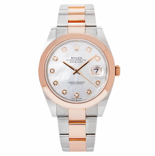 Rolex Datejust 41mm Mother-of-Pearl Diamond Dial 18K Everose Gold Smooth Bezel – Ref. 126301