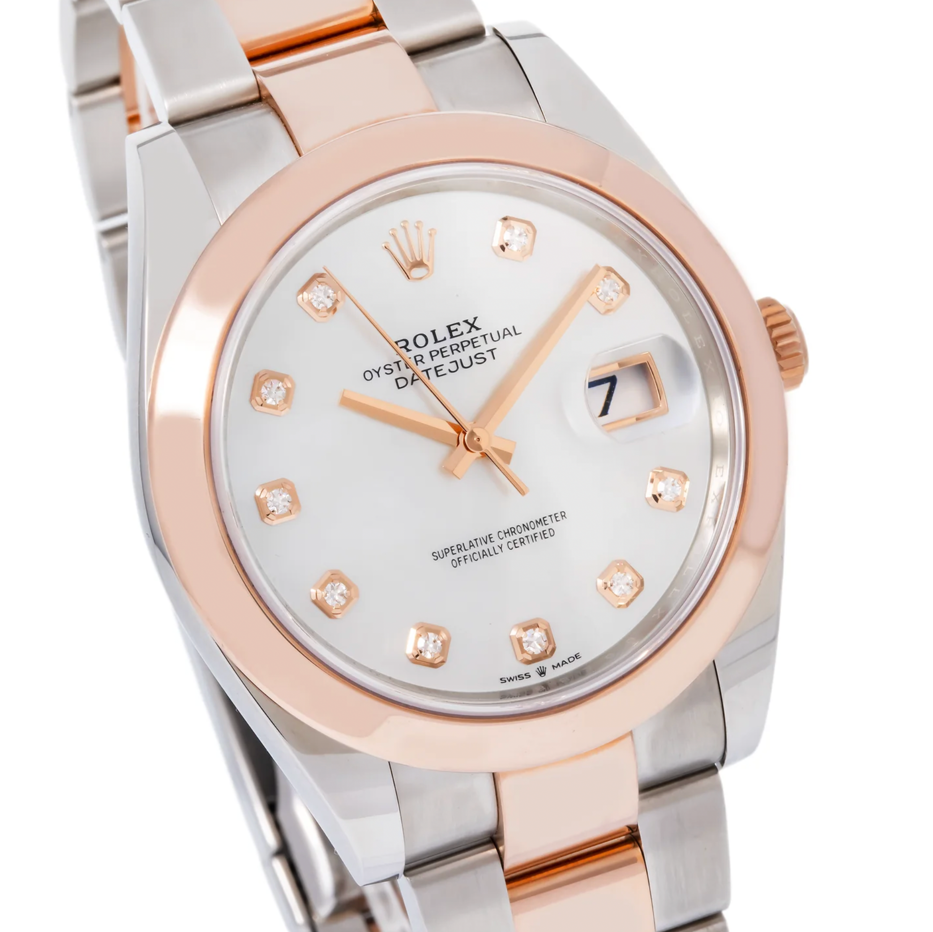 Rolex Datejust 41mm Mother-of-Pearl Diamond Dial 18K Everose Gold Smooth Bezel – Ref. 126301