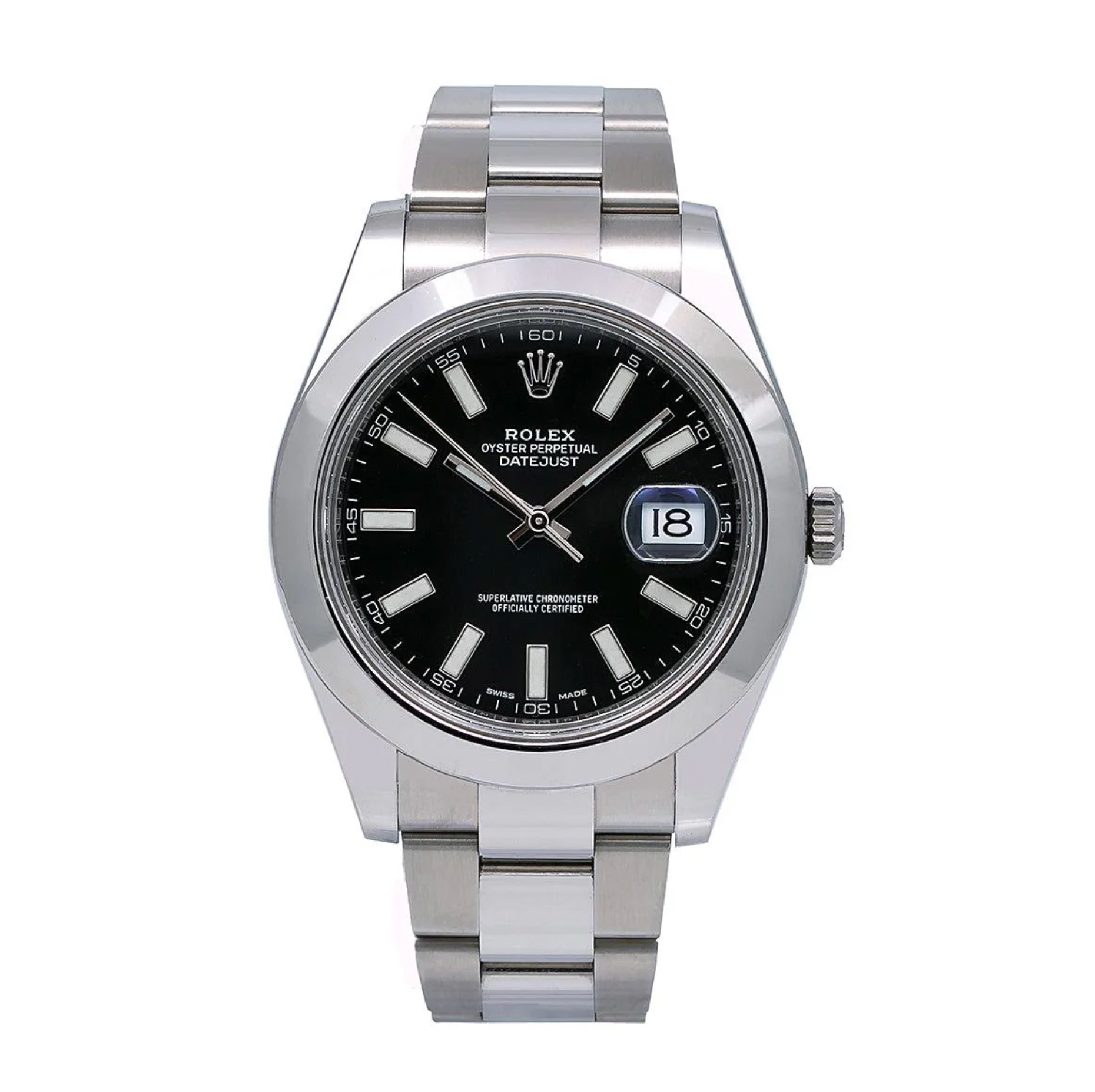 Rolex Datejust 41mm Black Dial Smooth Bezel Stainless Steel – Ref. 116300