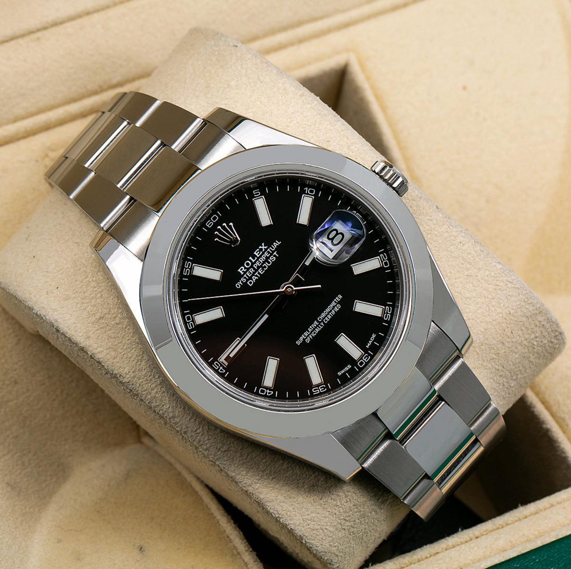 Rolex Datejust 41mm Black Dial Smooth Bezel Stainless Steel – Ref. 116300