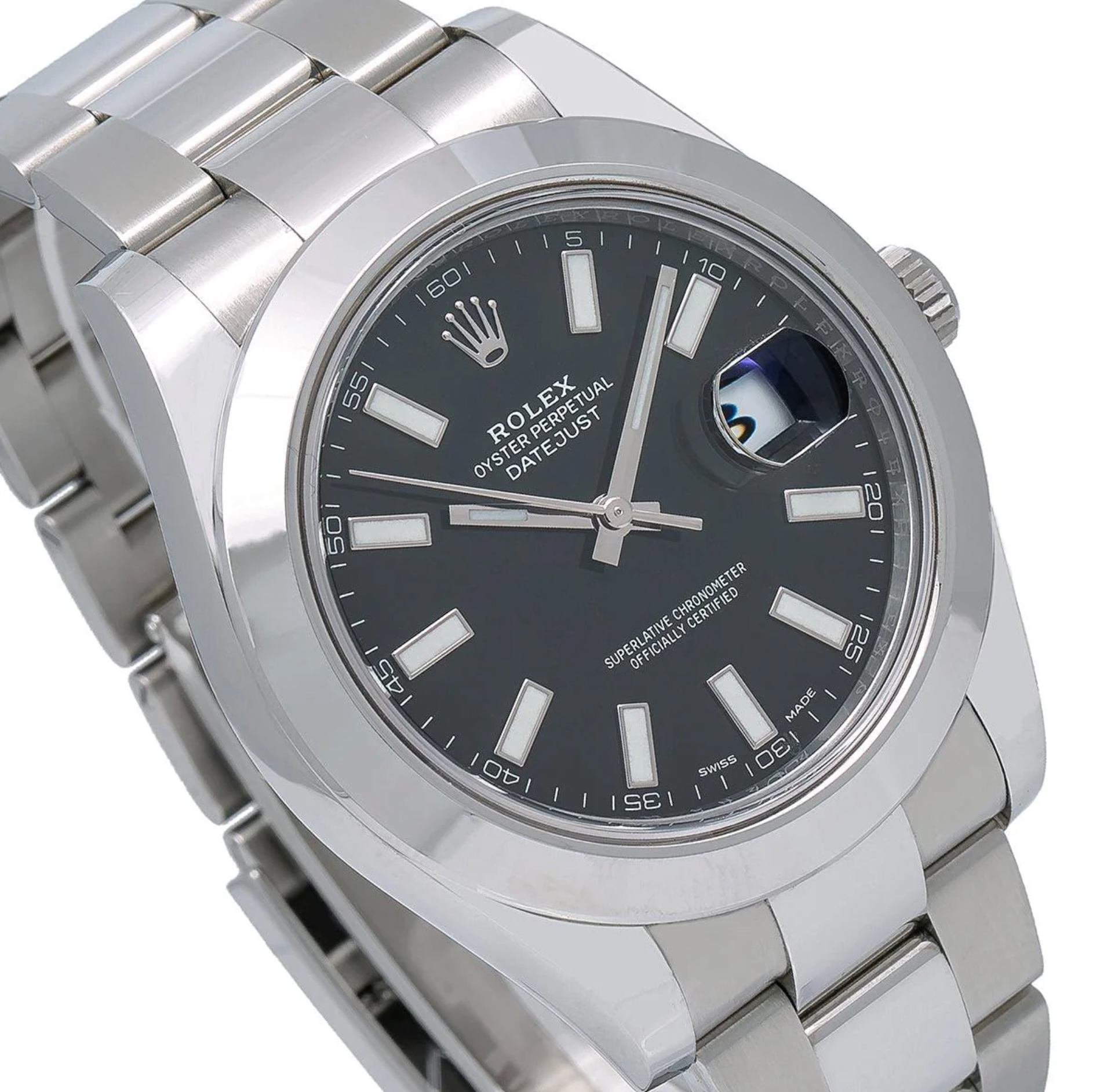 Rolex Datejust 41mm Black Dial Smooth Bezel Stainless Steel – Ref. 116300