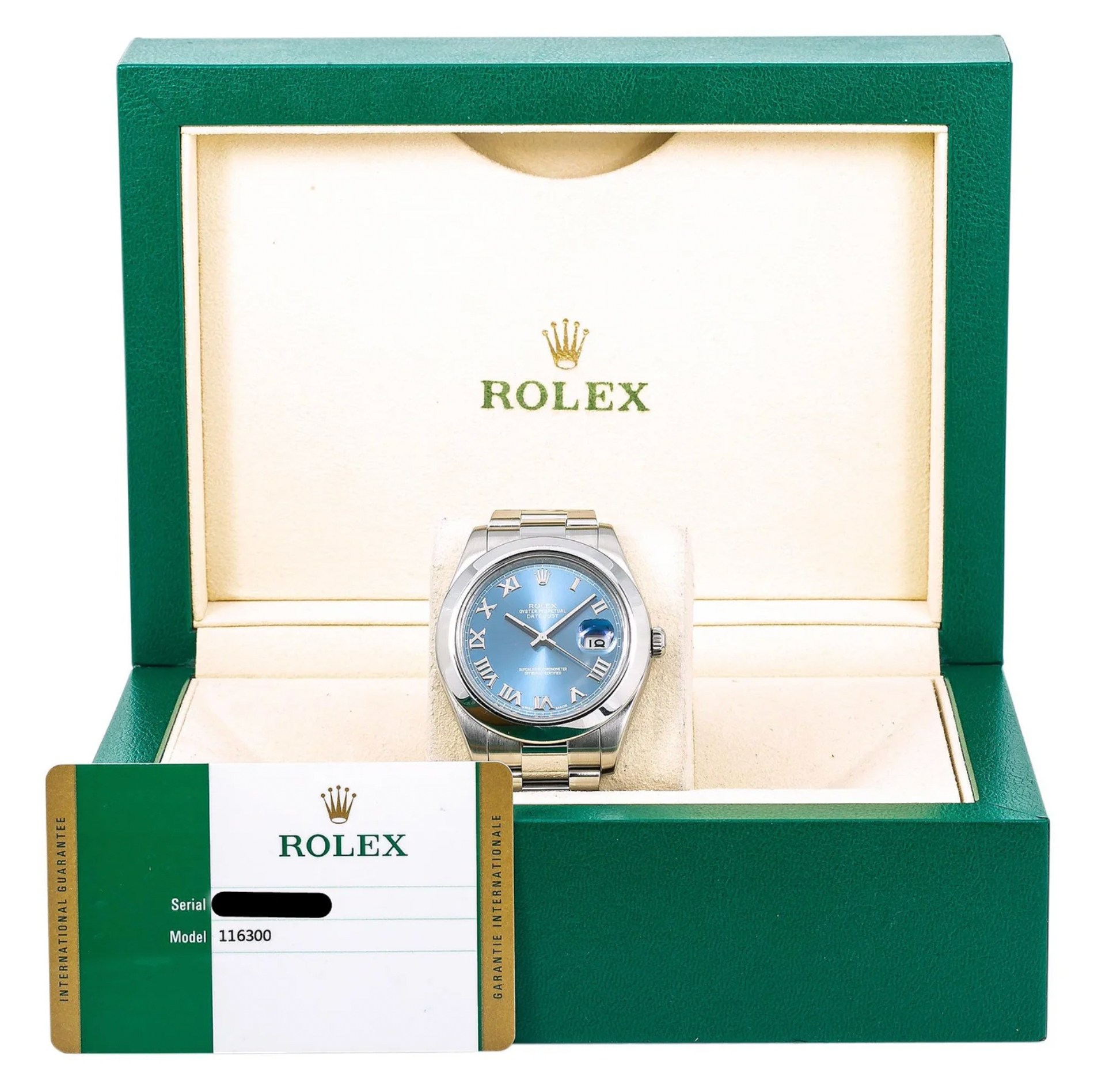 Rolex Datejust 41mm Blue Roman Dial Smooth Bezel Stainless Steel – Ref. 116300