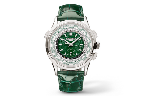 Patek Philippe Complications World Time Flyback Chronograph 5930P-001 Platinum Green Dial