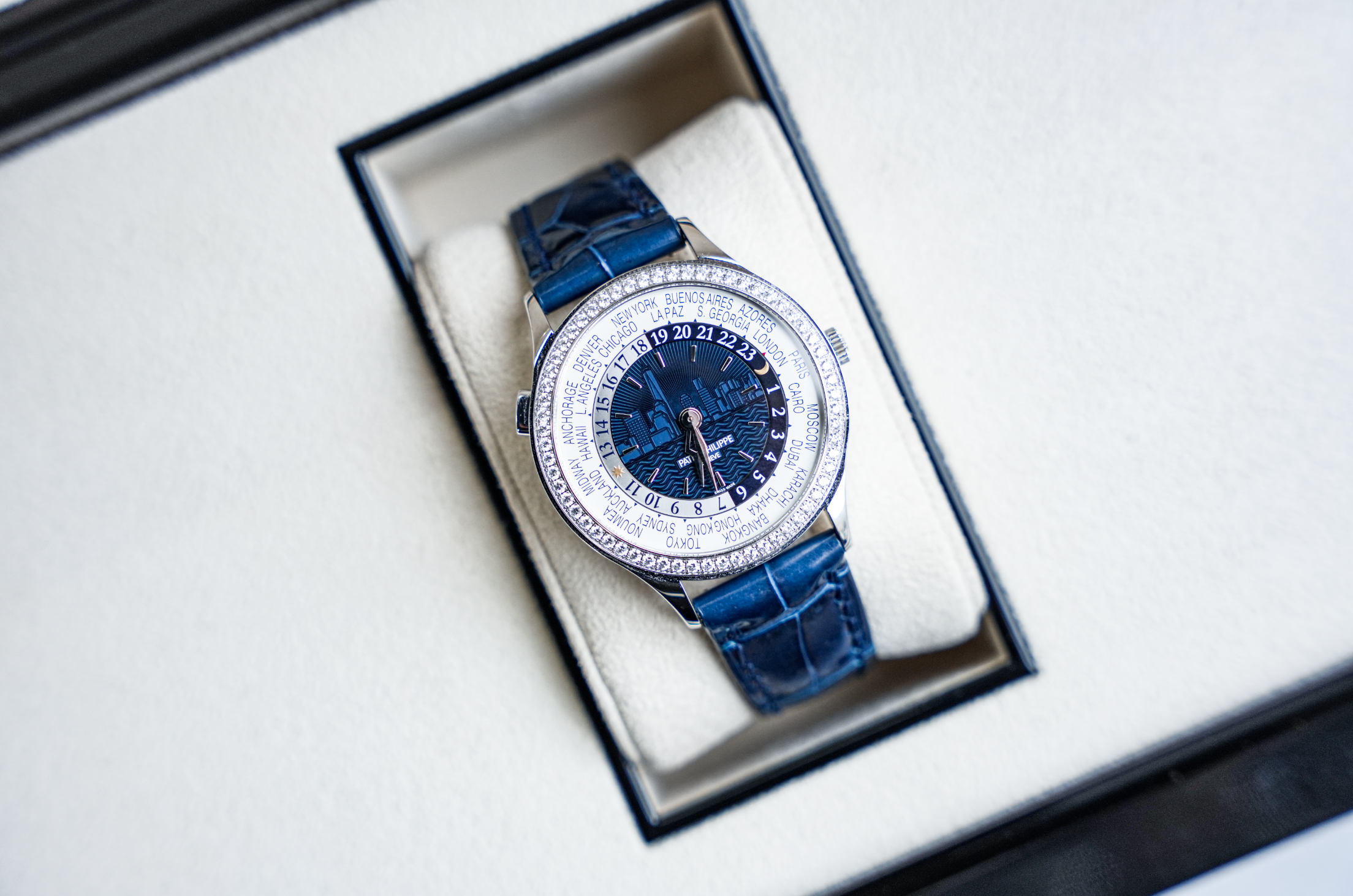 Patek Philippe Complications Limited New York Edition 36mm White Gold Diamond Bezel 7130G-015