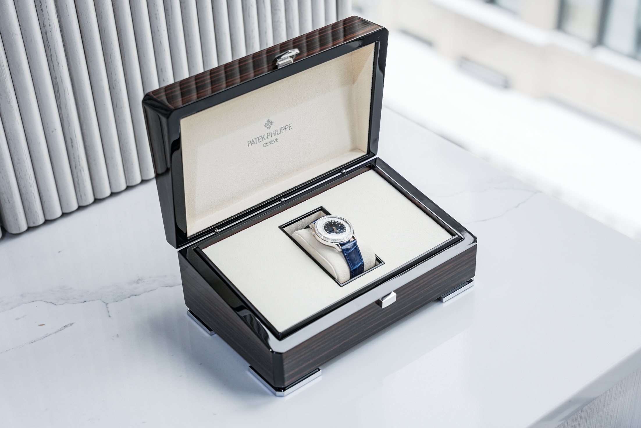 Patek Philippe Complications Limited New York Edition 36mm White Gold Diamond Bezel 7130G-015