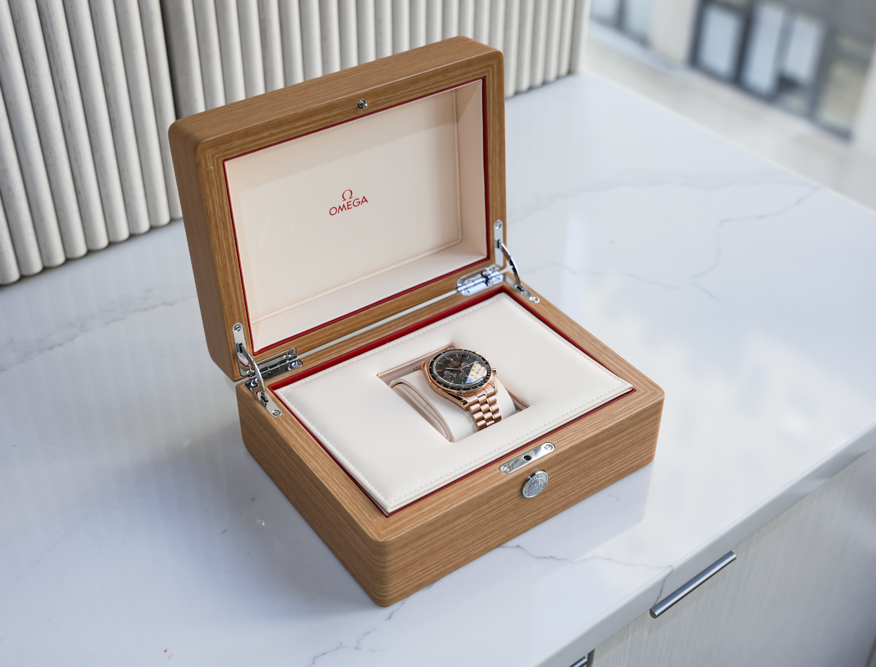 Omega Speedmaster Professional Moonwatch 42mm Rose Gold Black Dial Chronograph 18K Sedna