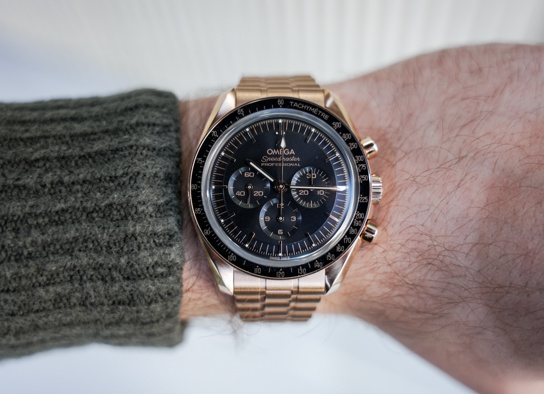 Omega Speedmaster Professional Moonwatch 42mm Rose Gold Black Dial Chronograph 18K Sedna