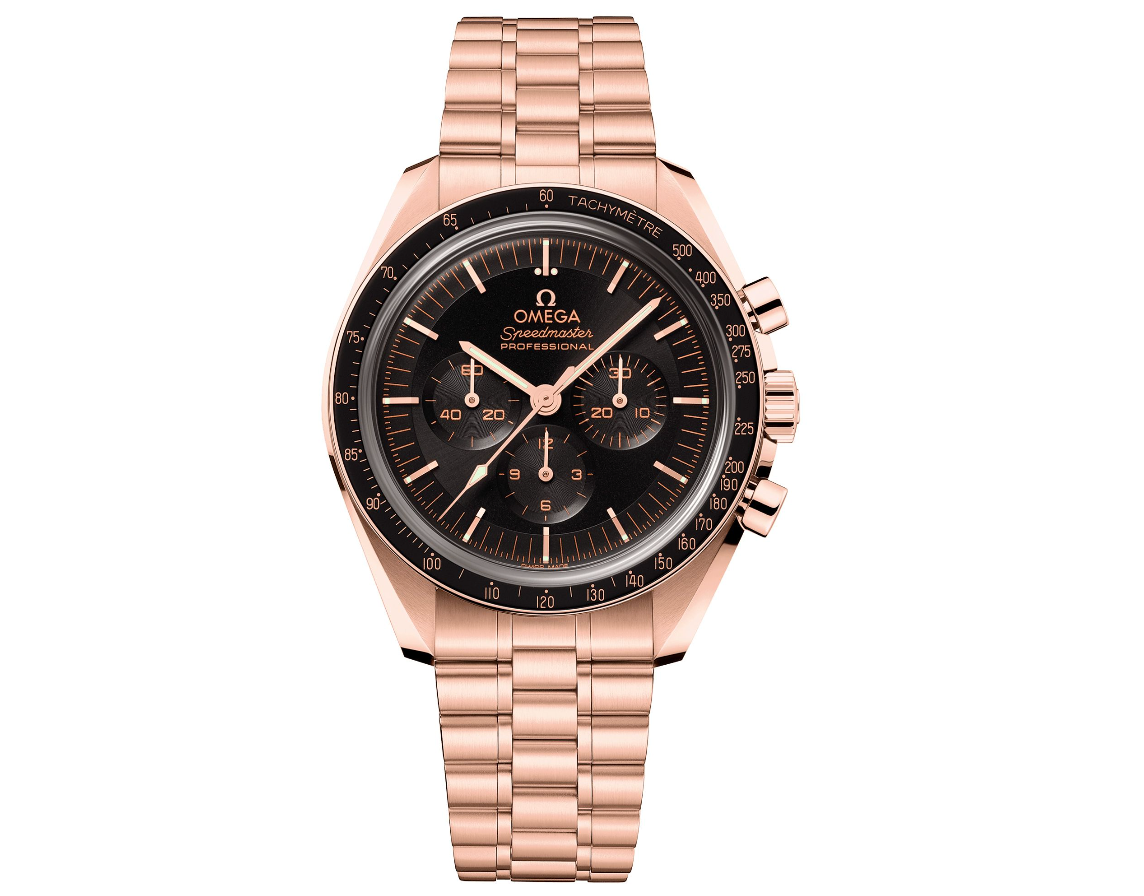 Omega Speedmaster Professional Moonwatch 42mm Rose Gold Black Dial Chronograph 18K Sedna