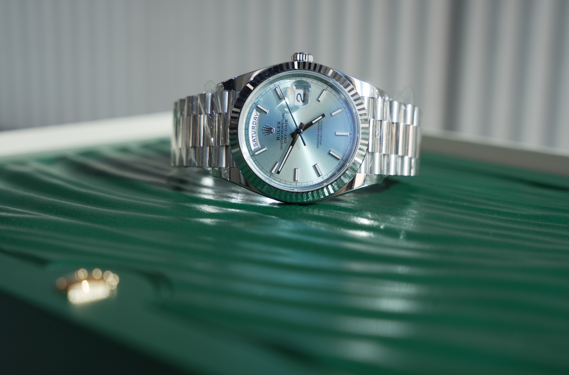Rolex Day-Date 40 228236 Platinum Ice Blue Dial President Bracelet