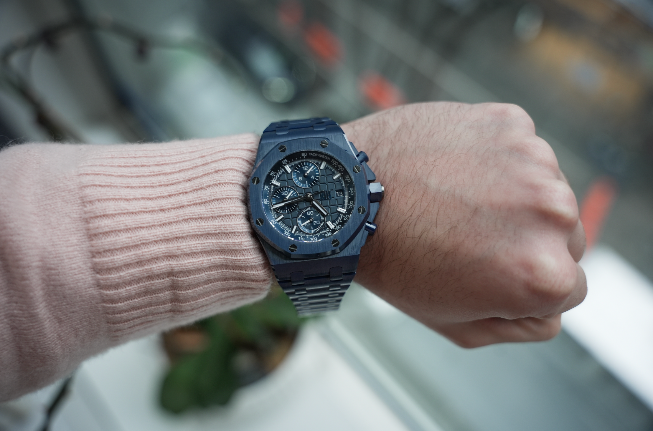 Audemars Piguet Royal Oak Offshore Chronograph 26238CD “Bleu Nuit” Ceramic 42mm Méga Tapisserie Dial