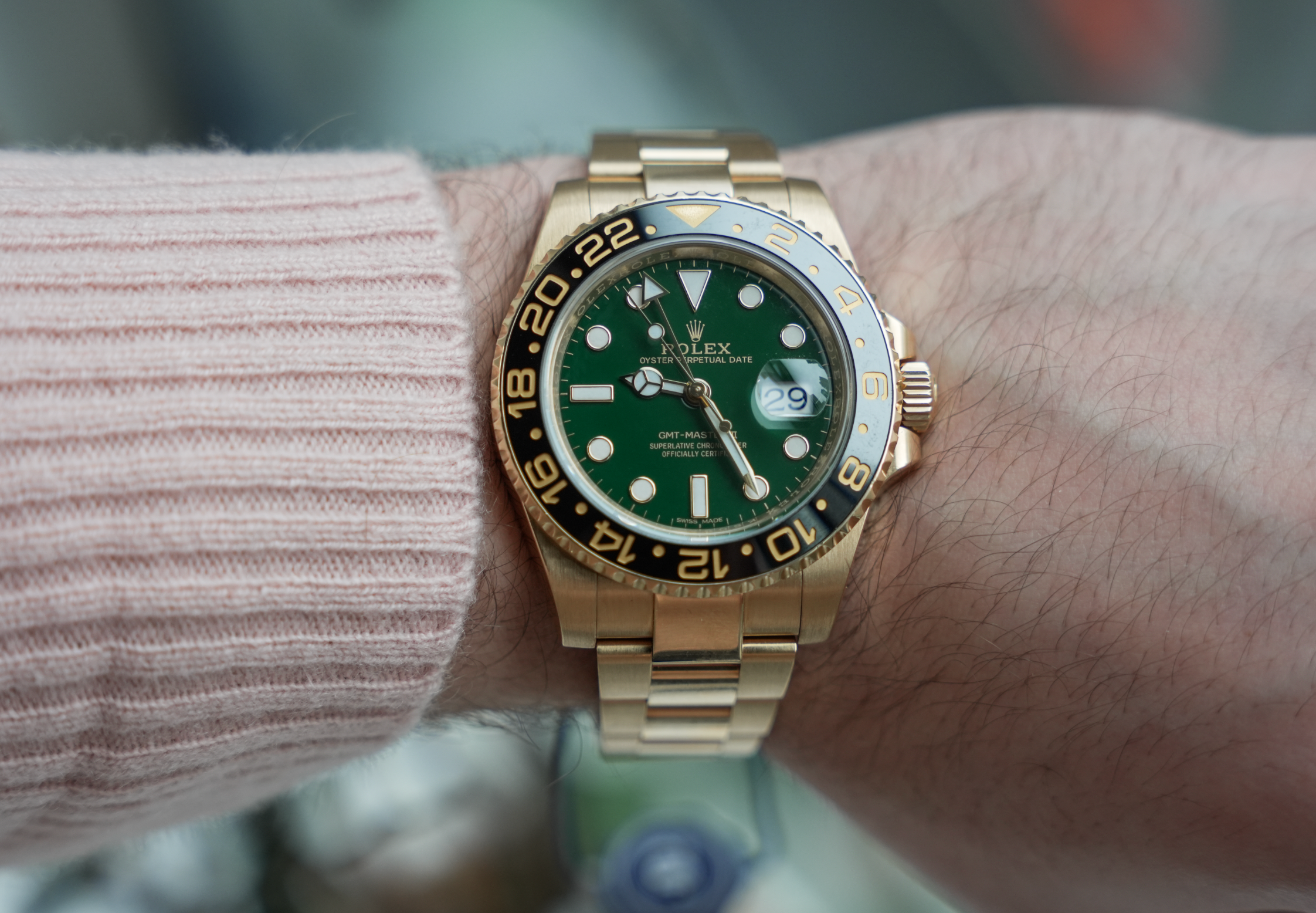 Rolex GMT-Master II 116718LN Green Dial 18K Yellow Gold Black Ceramic Bezel Oyster Bracelet 40mm