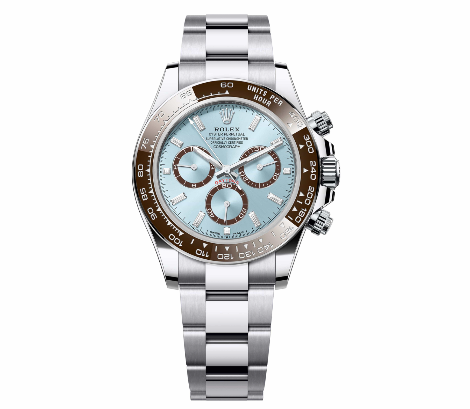 Rolex Cosmograph Daytona 126506 Platinum Ice Blue Baguette Diamond Dial 40mm Oyster Bracelet