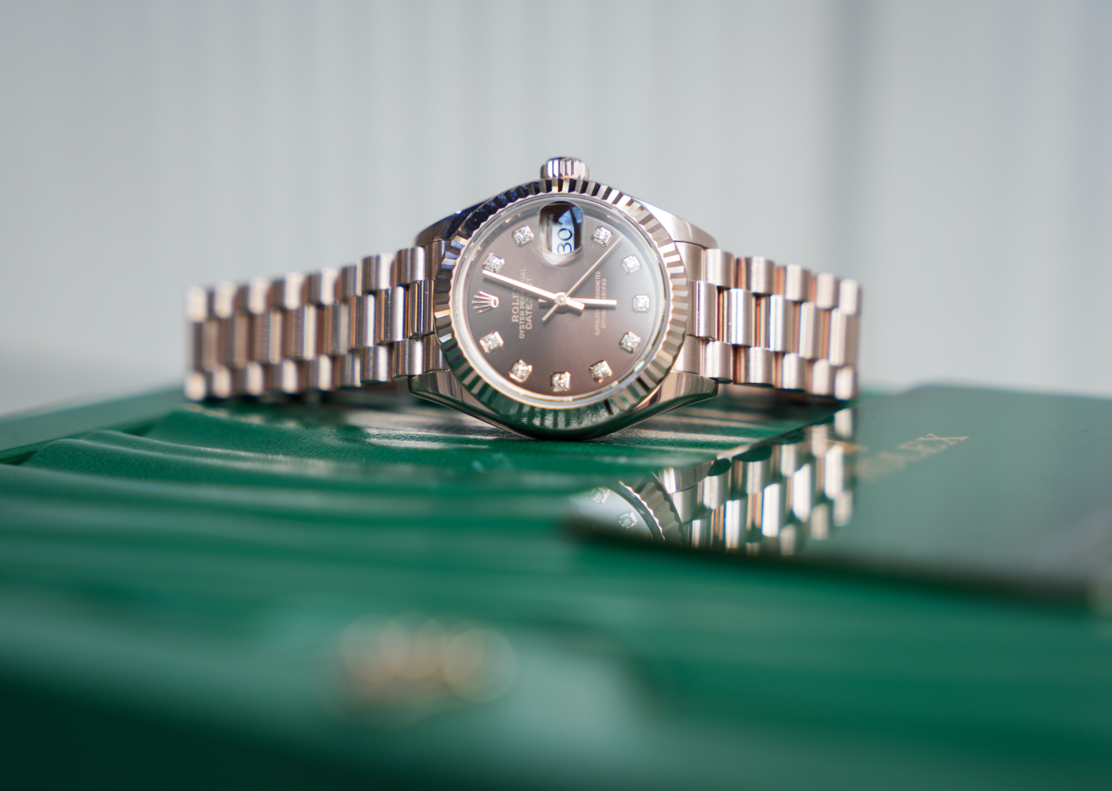Rolex Datejust 28 Everose Gold Chocolate Diamond Dial Jubilee Bracelet 279175